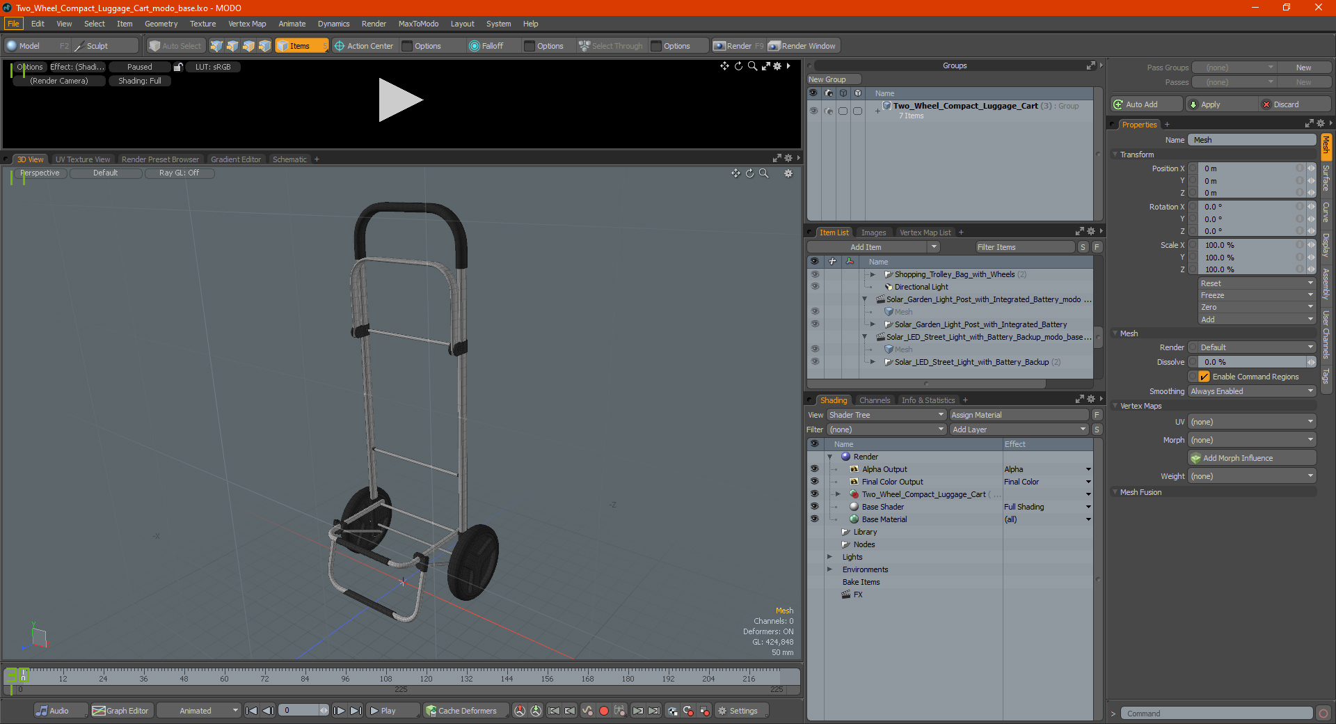 3D model Two Wheel Compact Luggage Cart