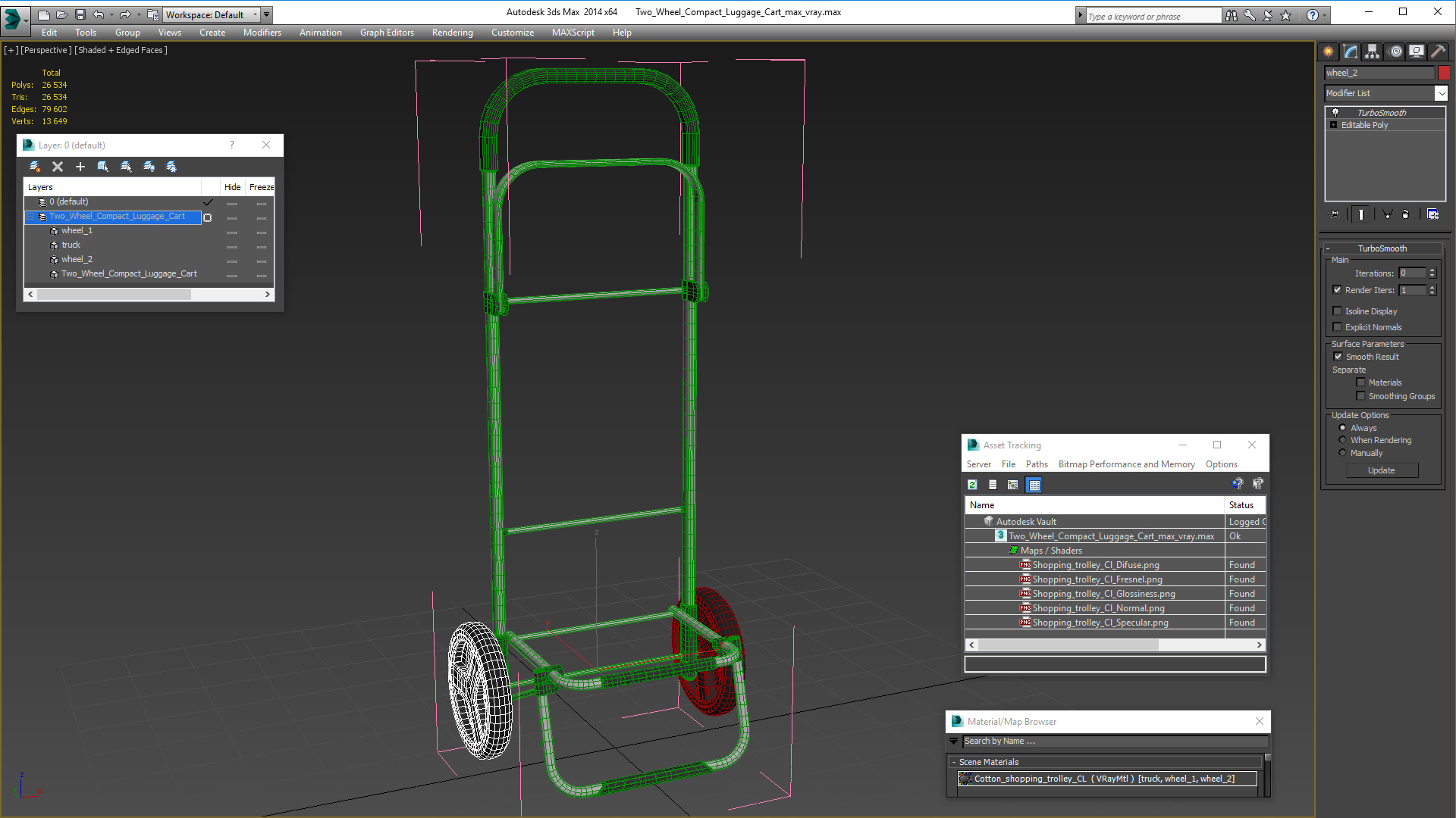 3D model Two Wheel Compact Luggage Cart
