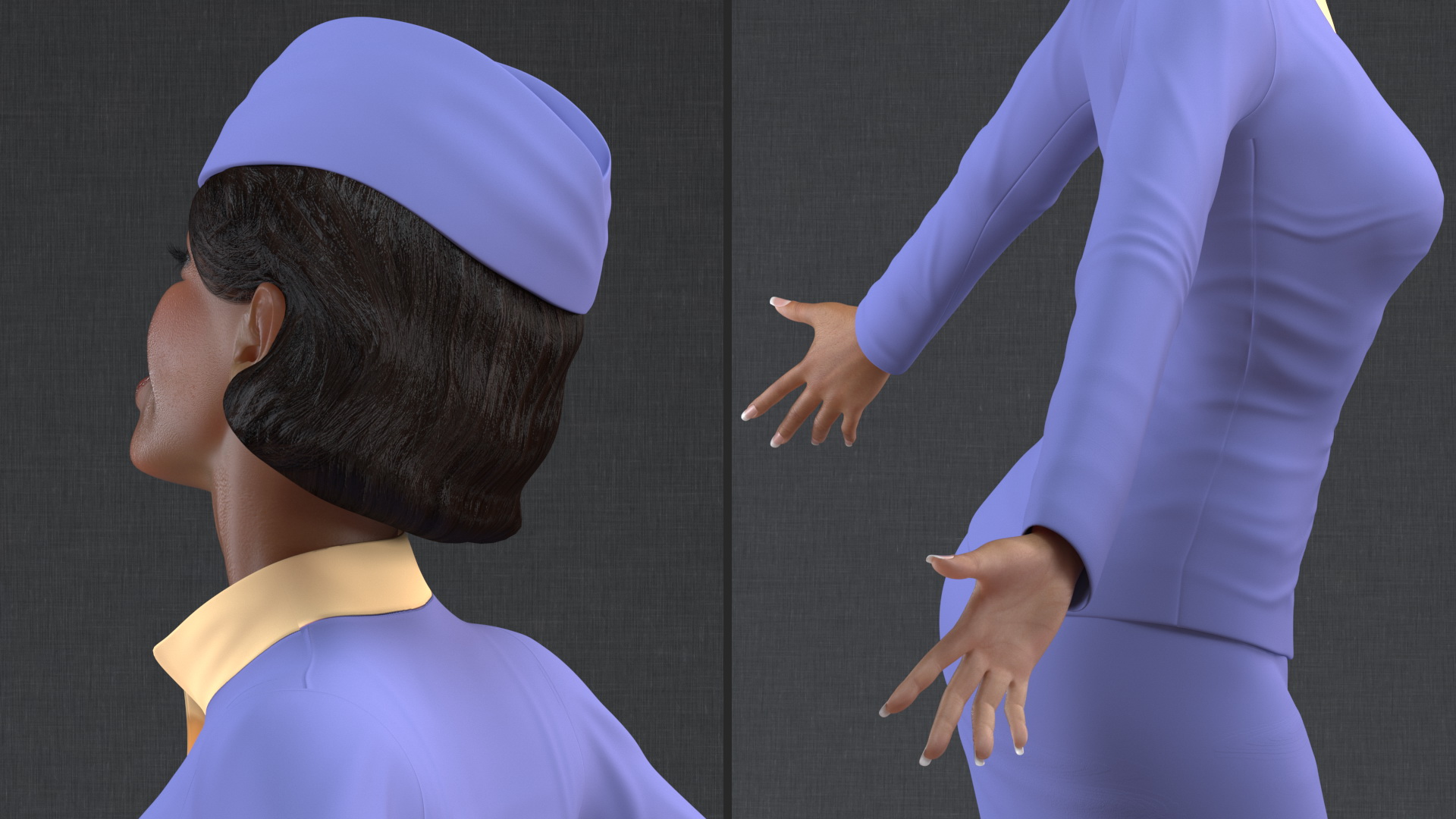 Light Skin Black Stewardess 3D