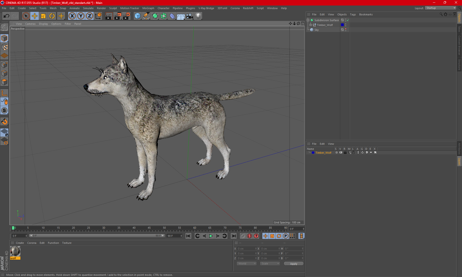 3D Timber Wolf