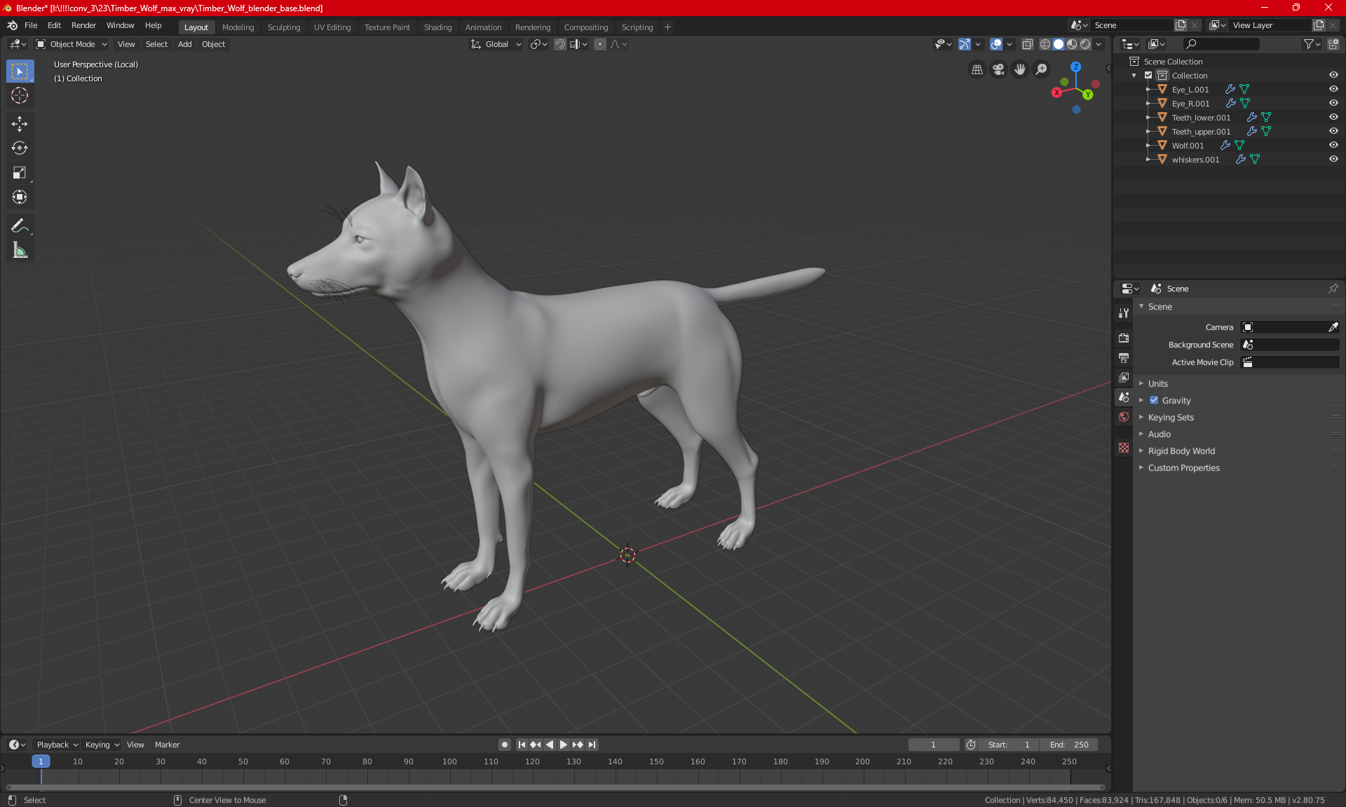 3D Timber Wolf