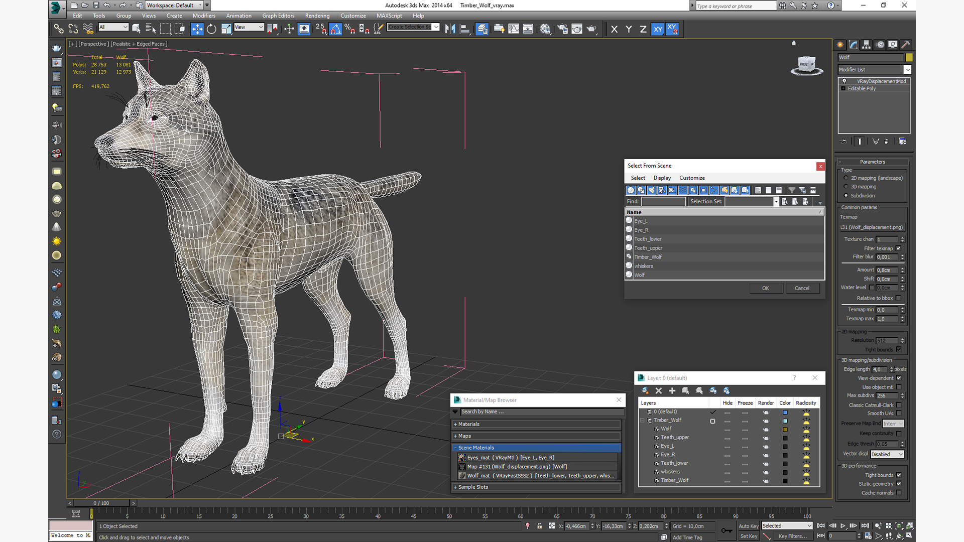 3D Timber Wolf