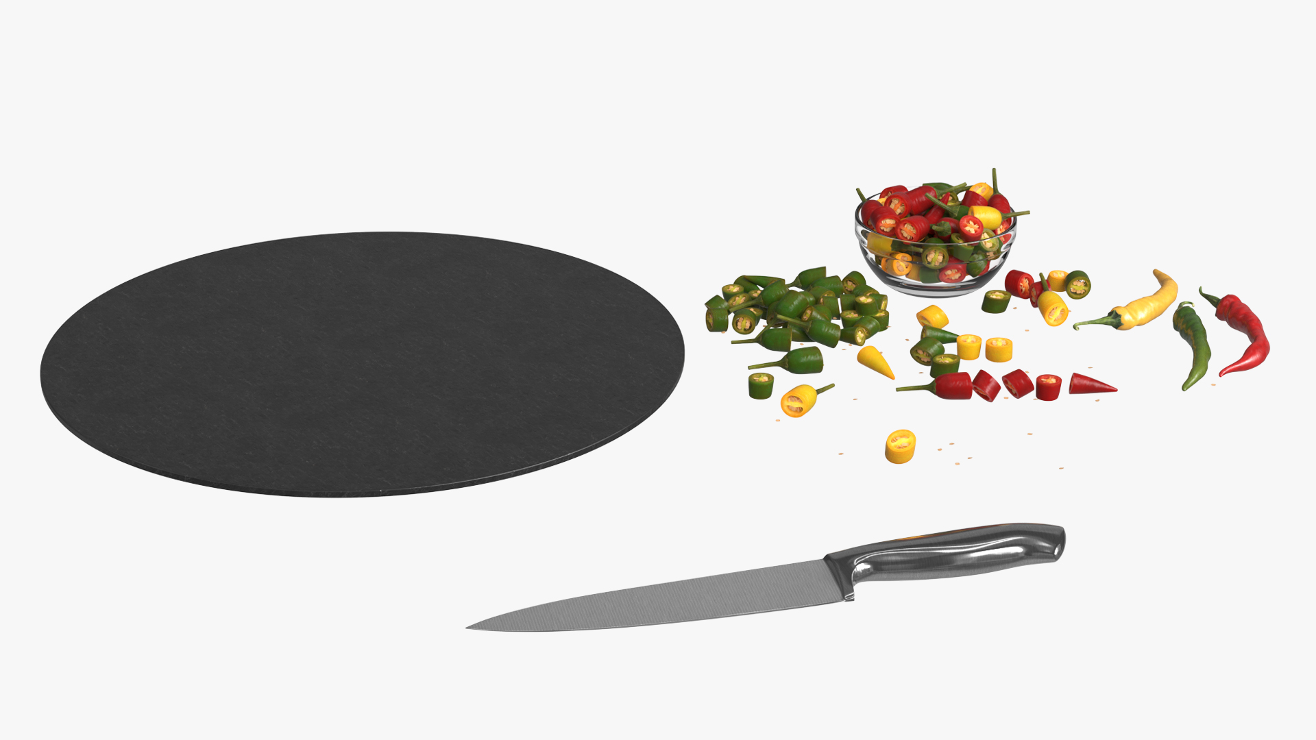 Sliced Chili Peppers on Cutting Board Multicolor - view 7