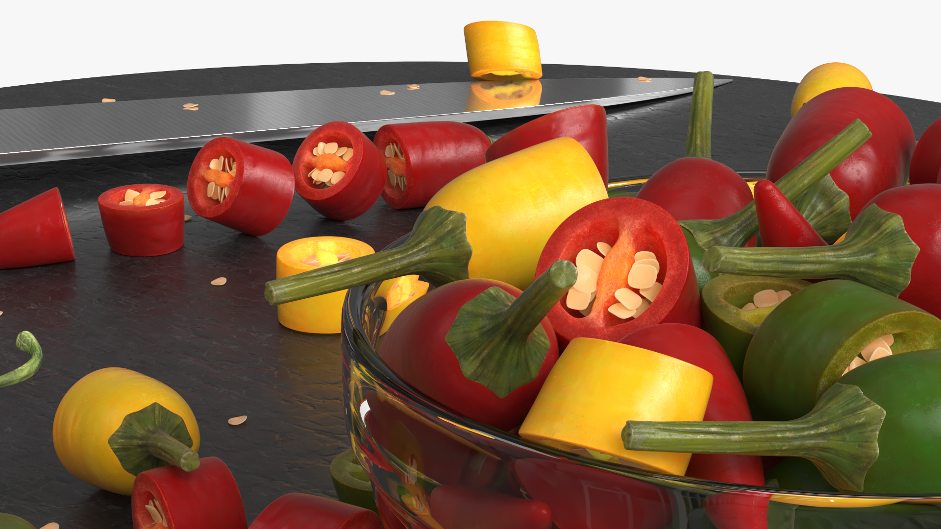 Sliced Chili Peppers on Cutting Board Multicolor - view 6