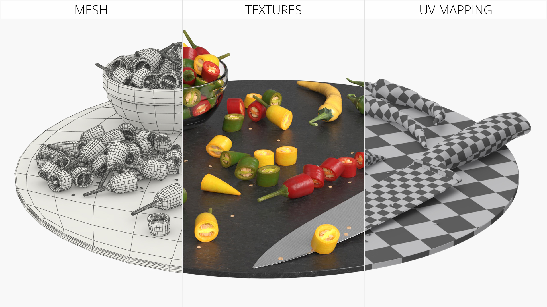 Sliced Chili Peppers on Cutting Board Multicolor - view 8