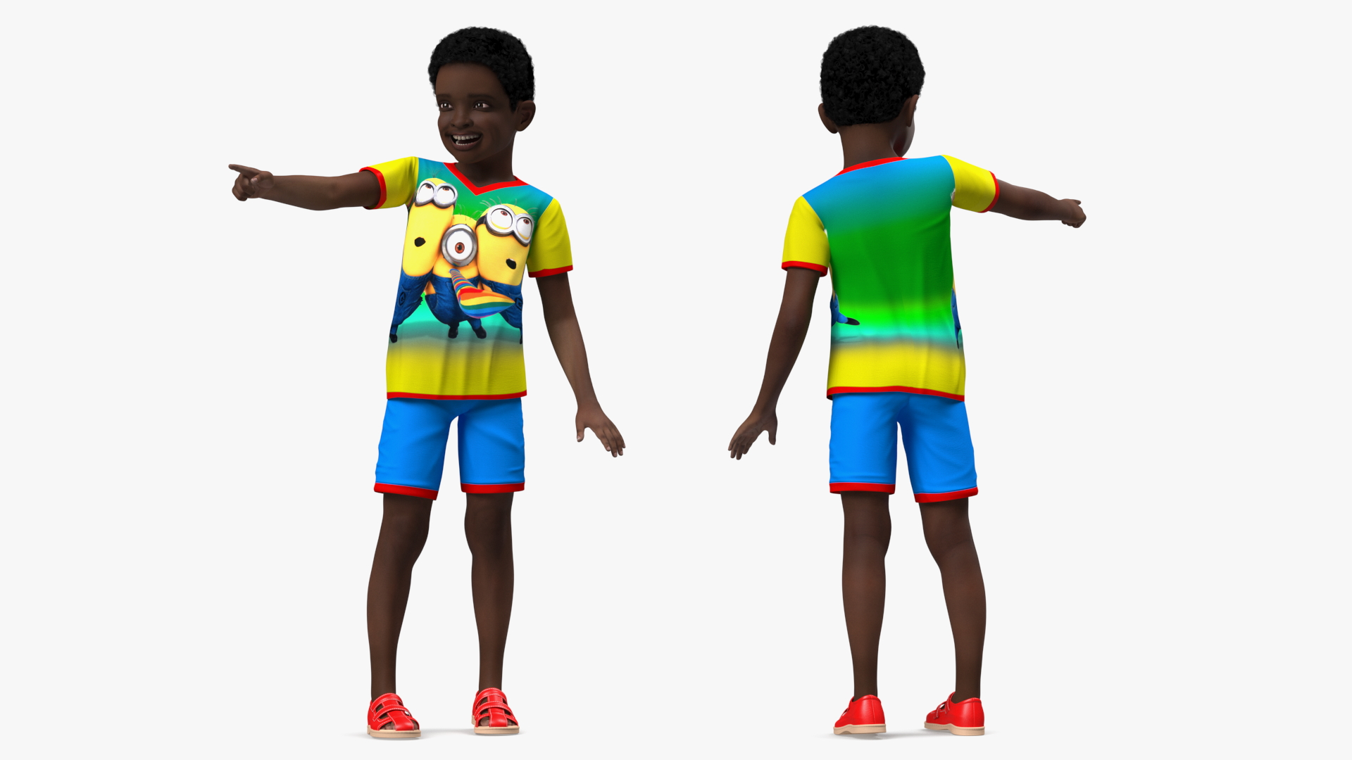 3D Black Child Boy Rigged for Cinema 4D