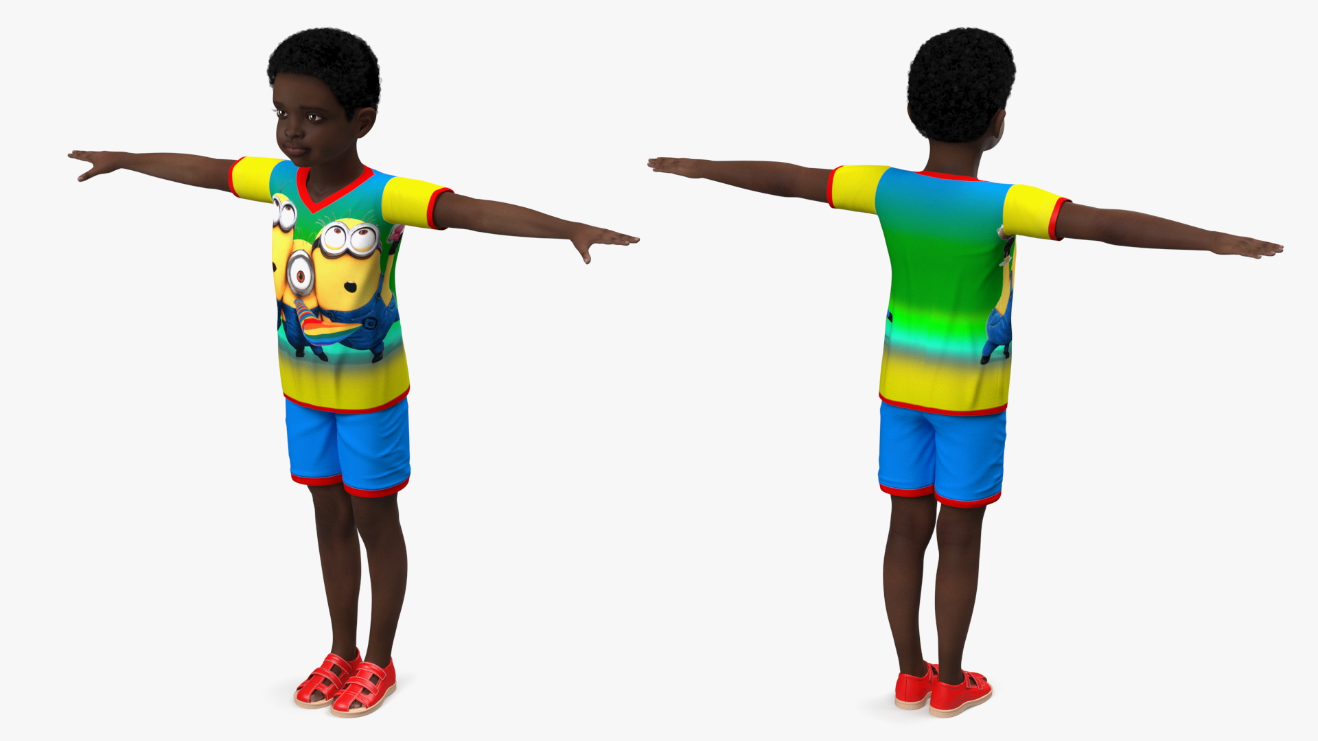 3D Black Child Boy Rigged for Cinema 4D