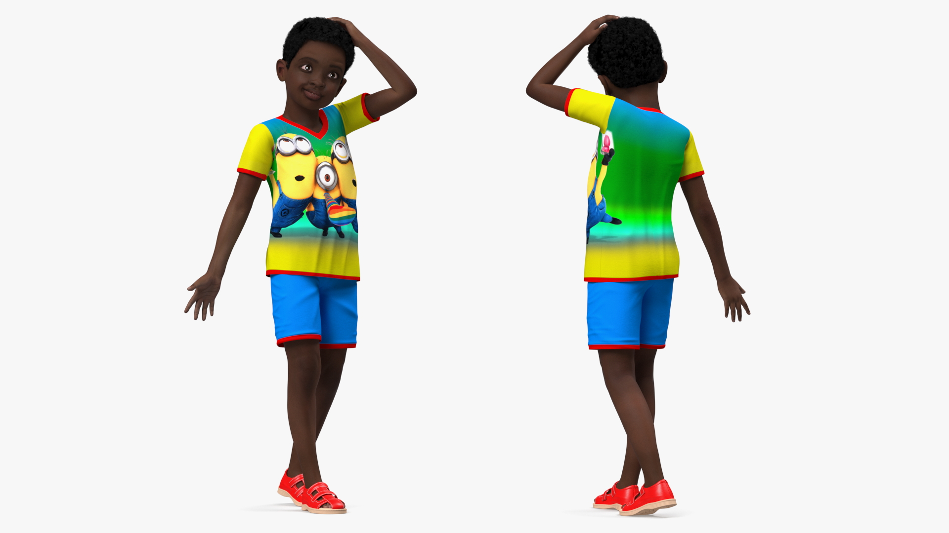 3D Black Child Boy Rigged for Cinema 4D
