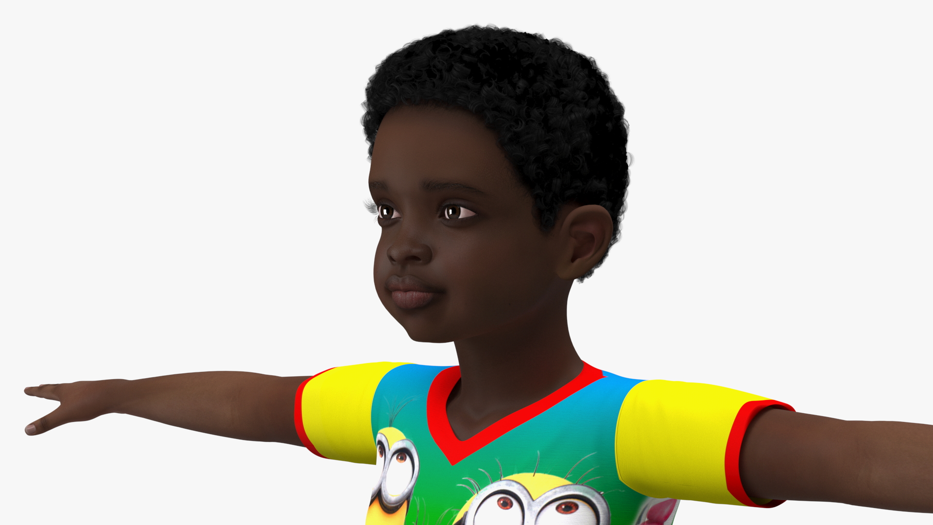 3D Black Child Boy Rigged for Cinema 4D