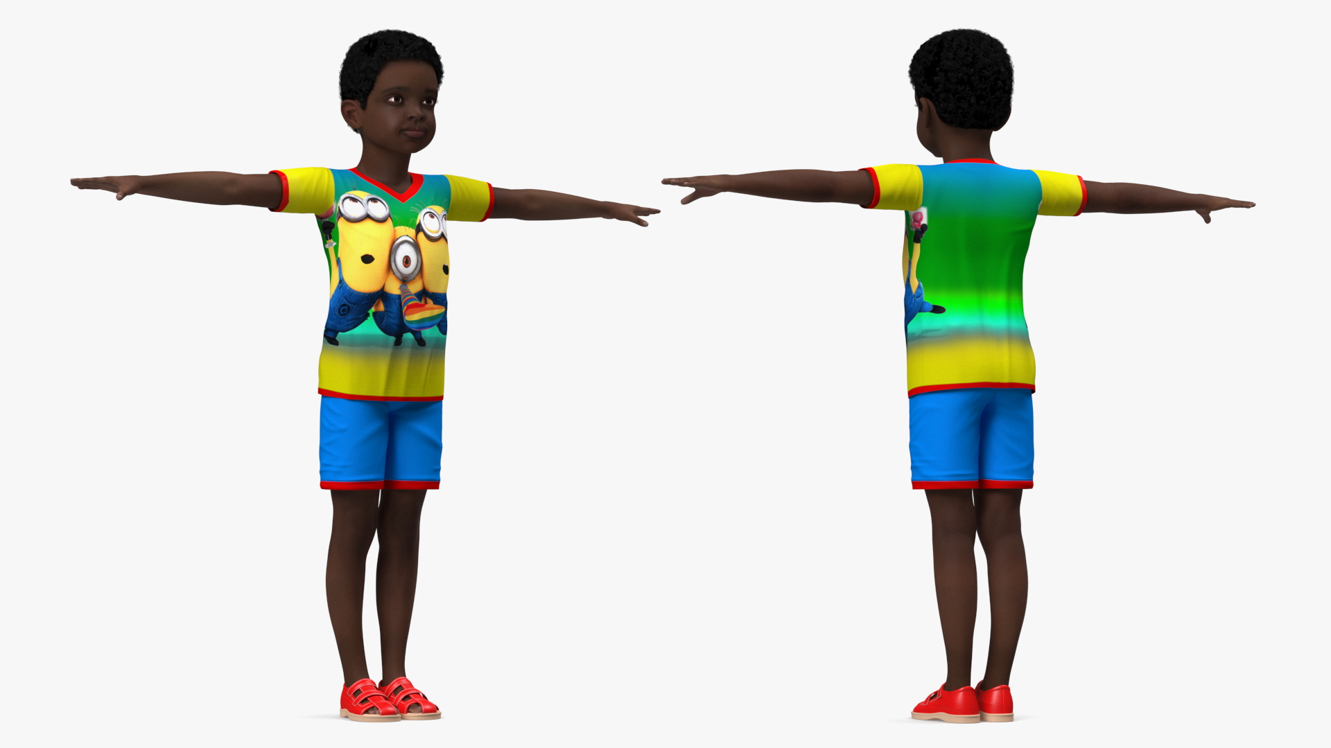 3D Black Child Boy Rigged for Cinema 4D
