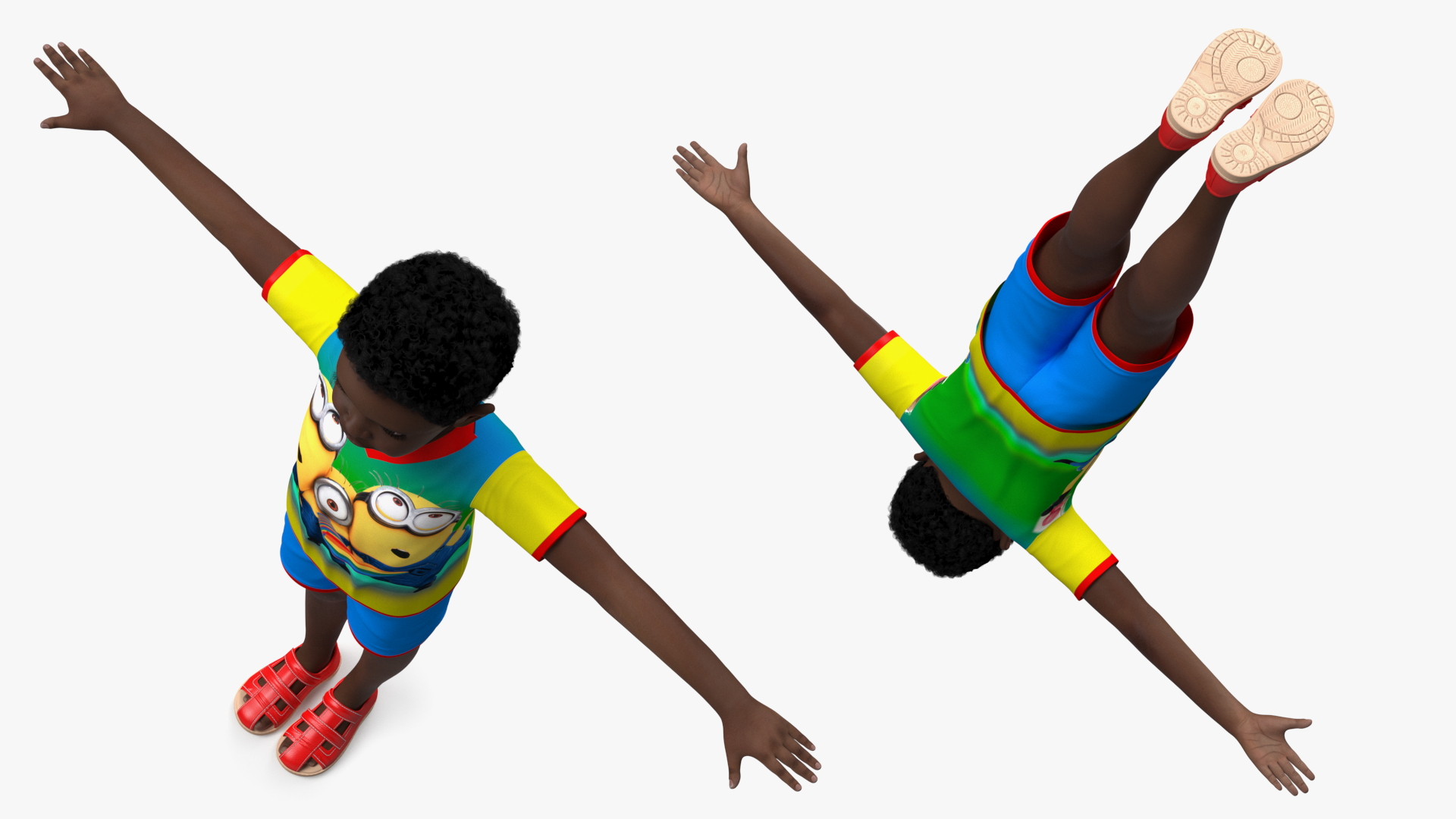 3D Black Child Boy Rigged for Cinema 4D