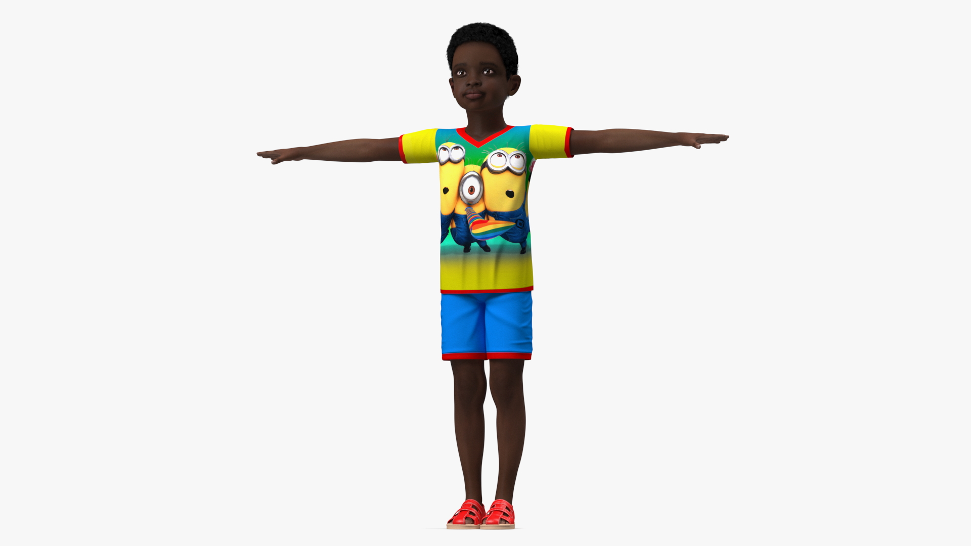 3D Black Child Boy Rigged for Cinema 4D