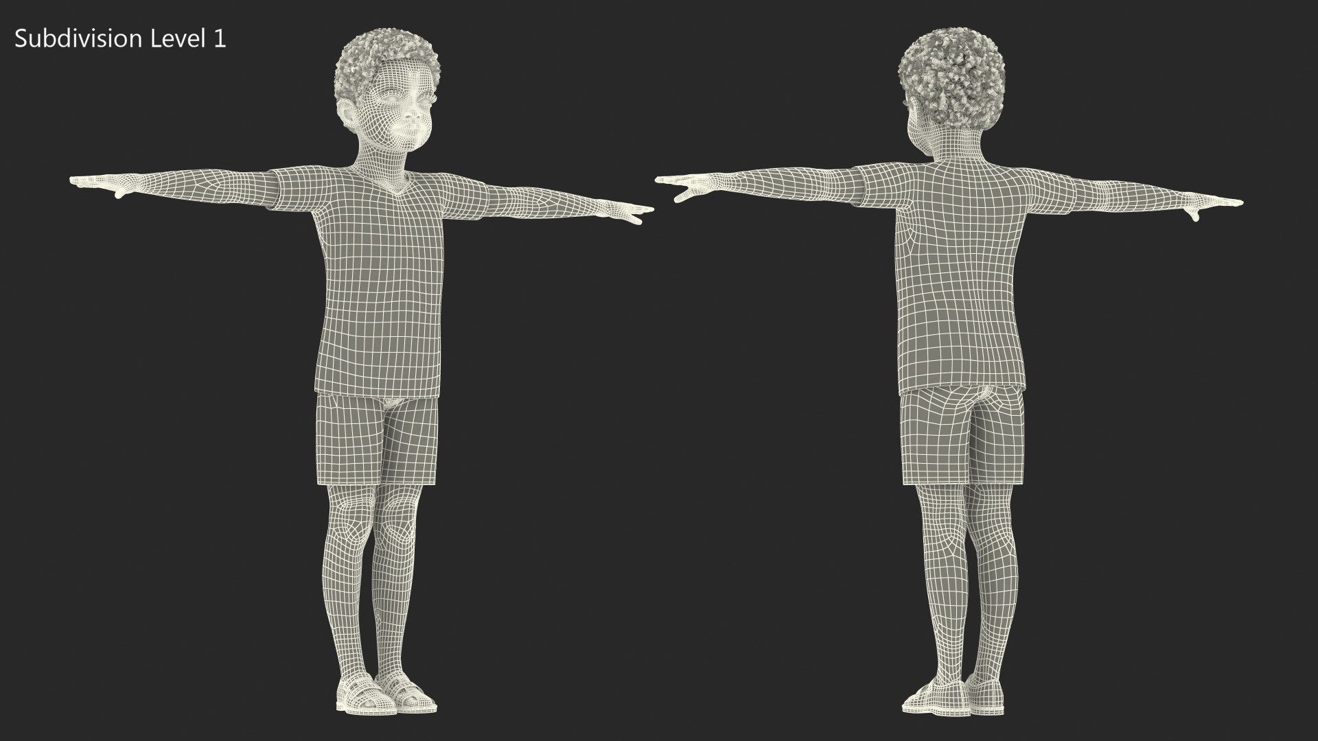 3D Black Child Boy Rigged for Cinema 4D