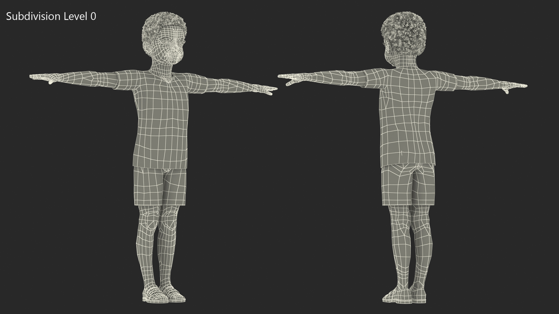 3D Black Child Boy Rigged for Cinema 4D