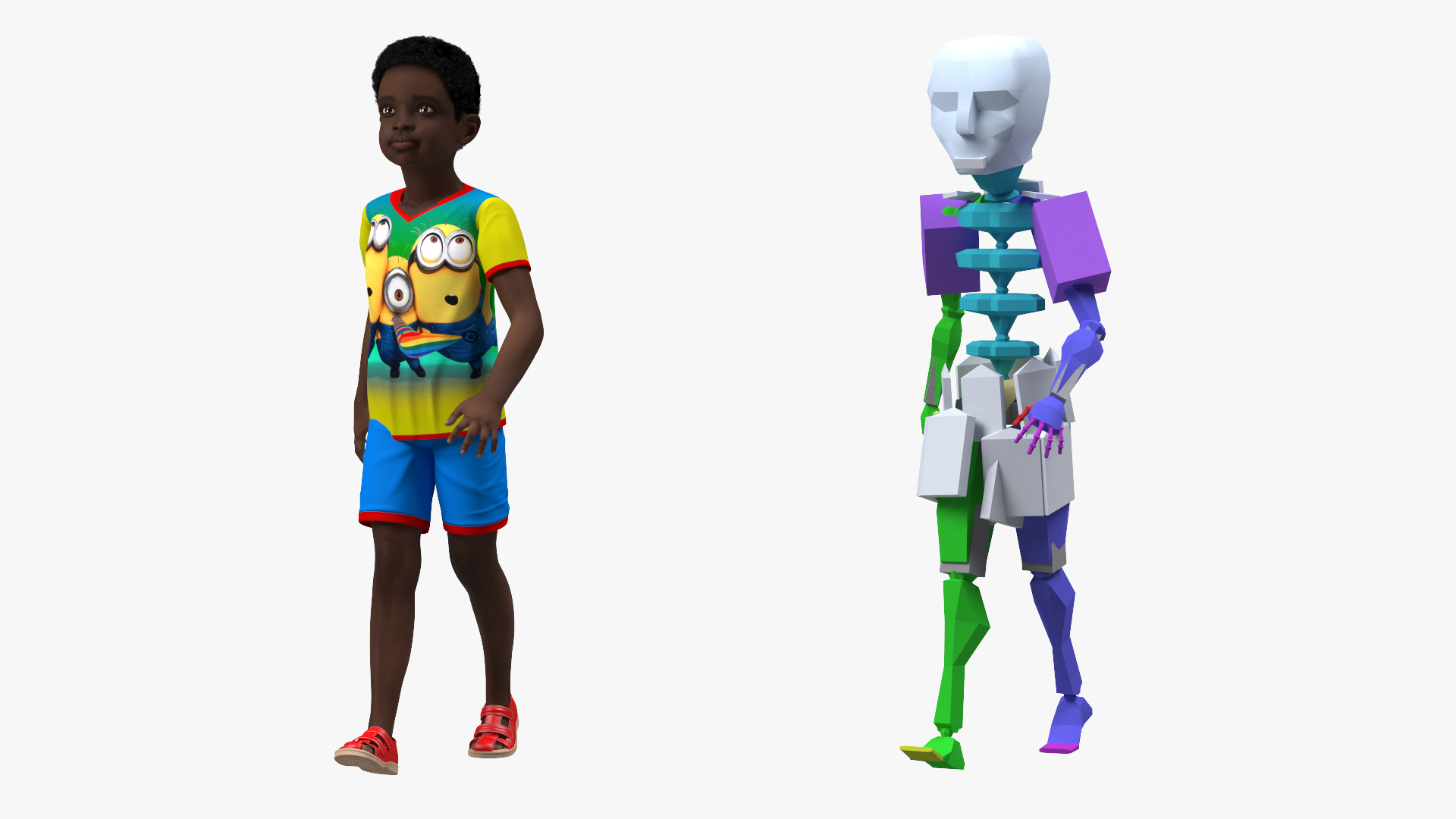 3D Black Child Boy Rigged for Cinema 4D
