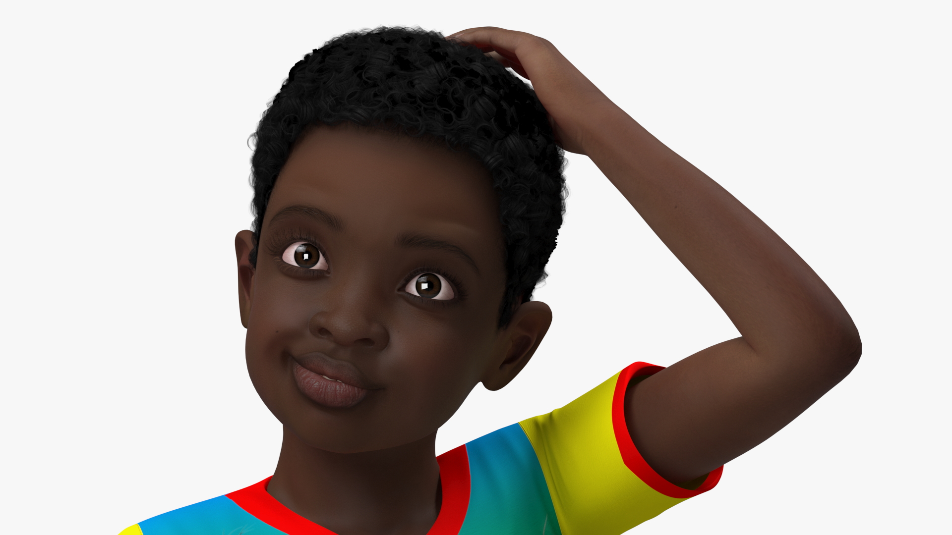 3D Black Child Boy Rigged for Cinema 4D