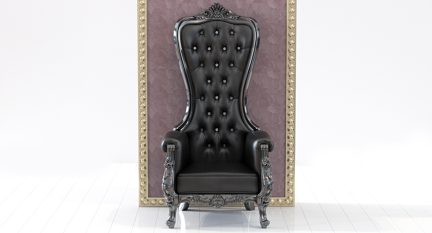 3D Tall Throne Chair Black model