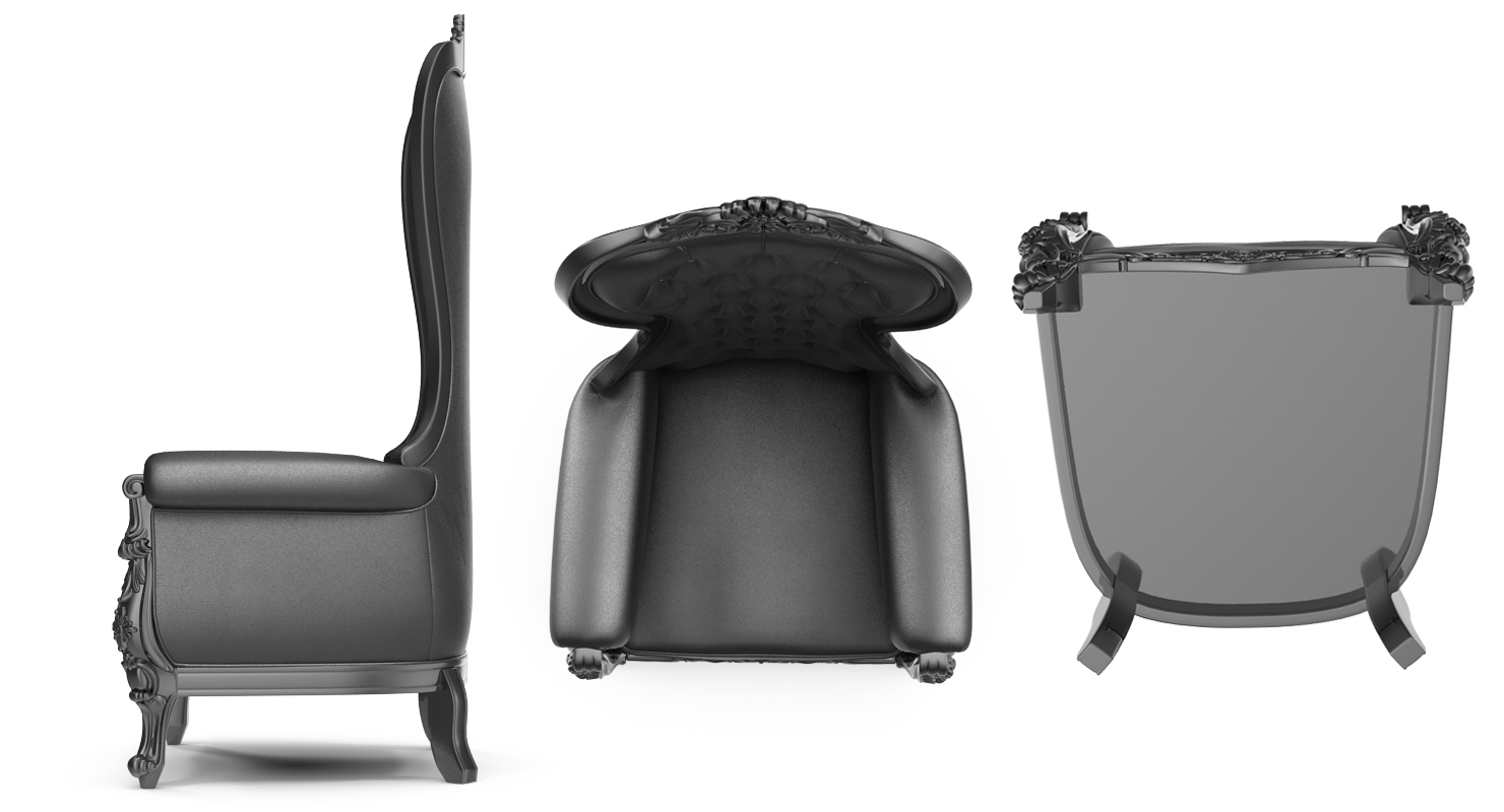 3D Tall Throne Chair Black model