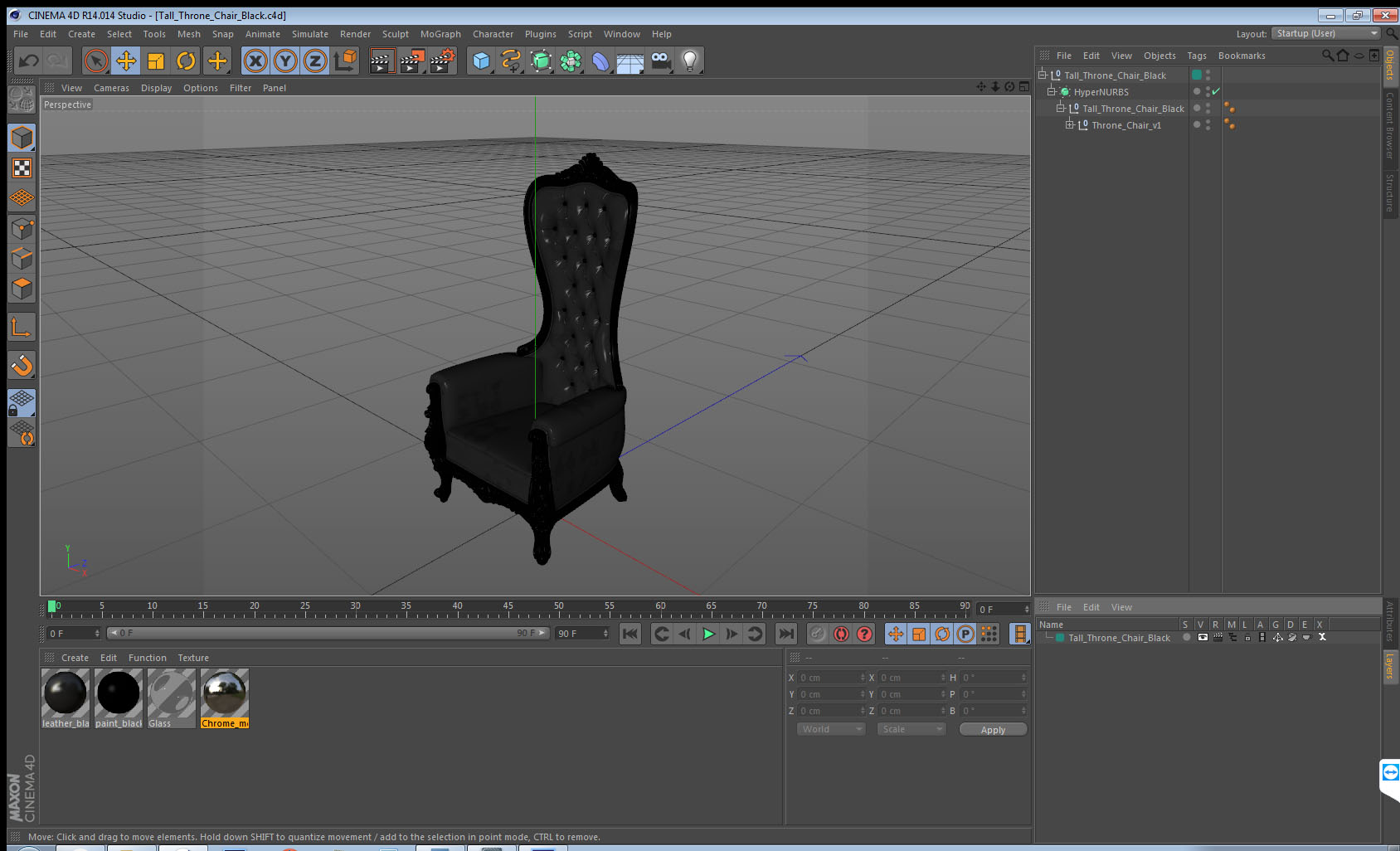 3D Tall Throne Chair Black model