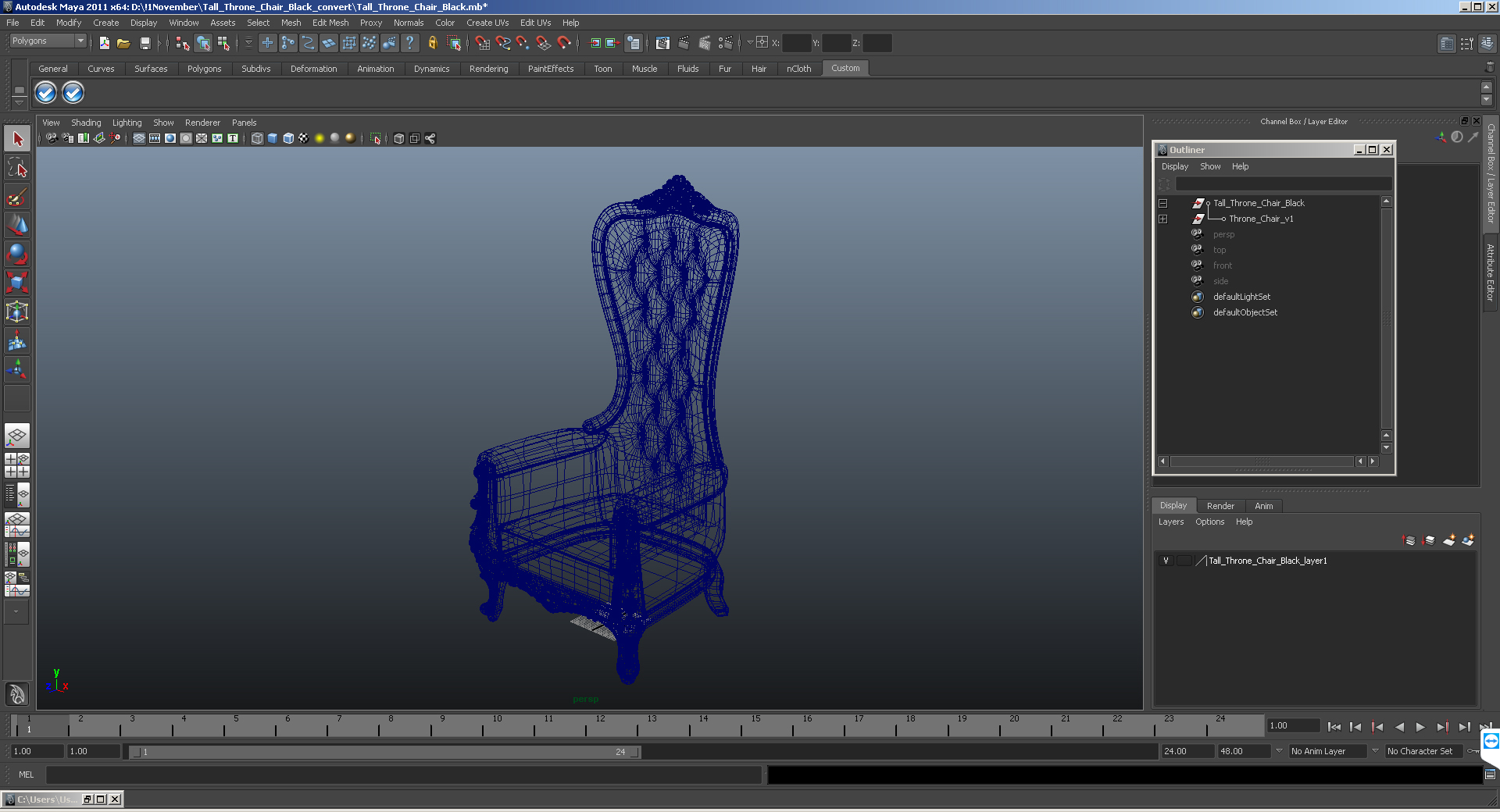 3D Tall Throne Chair Black model