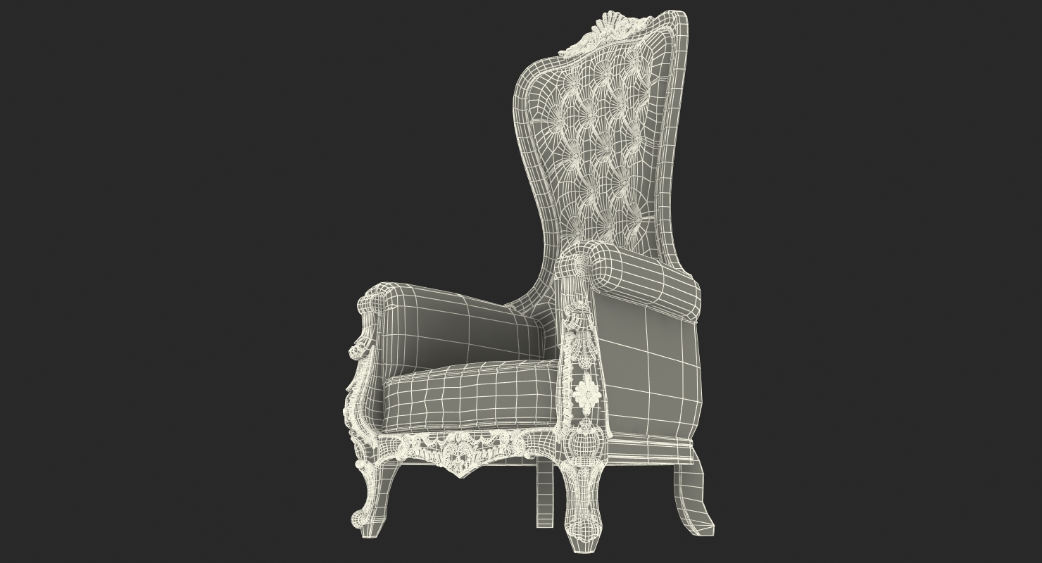 3D Tall Throne Chair Black model