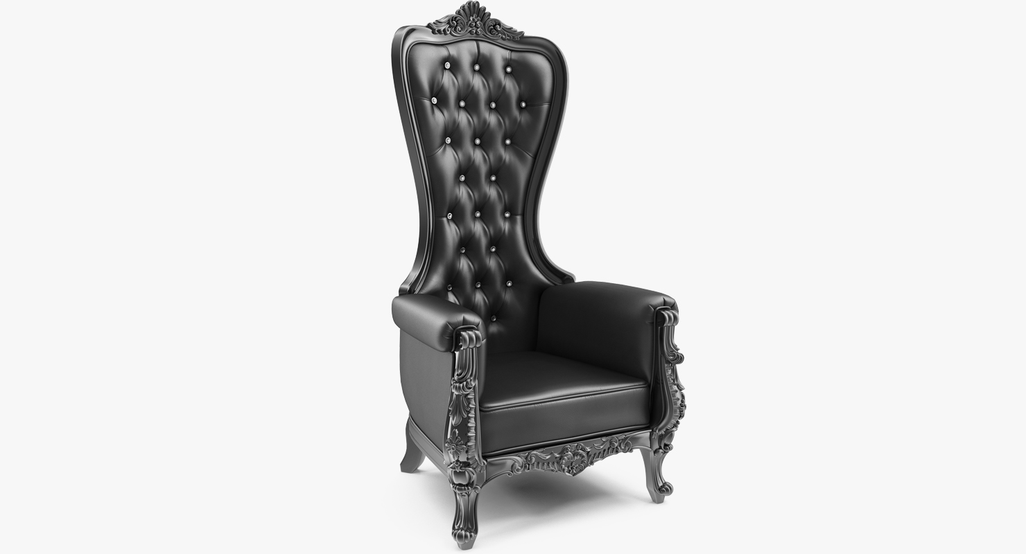 3D Tall Throne Chair Black model