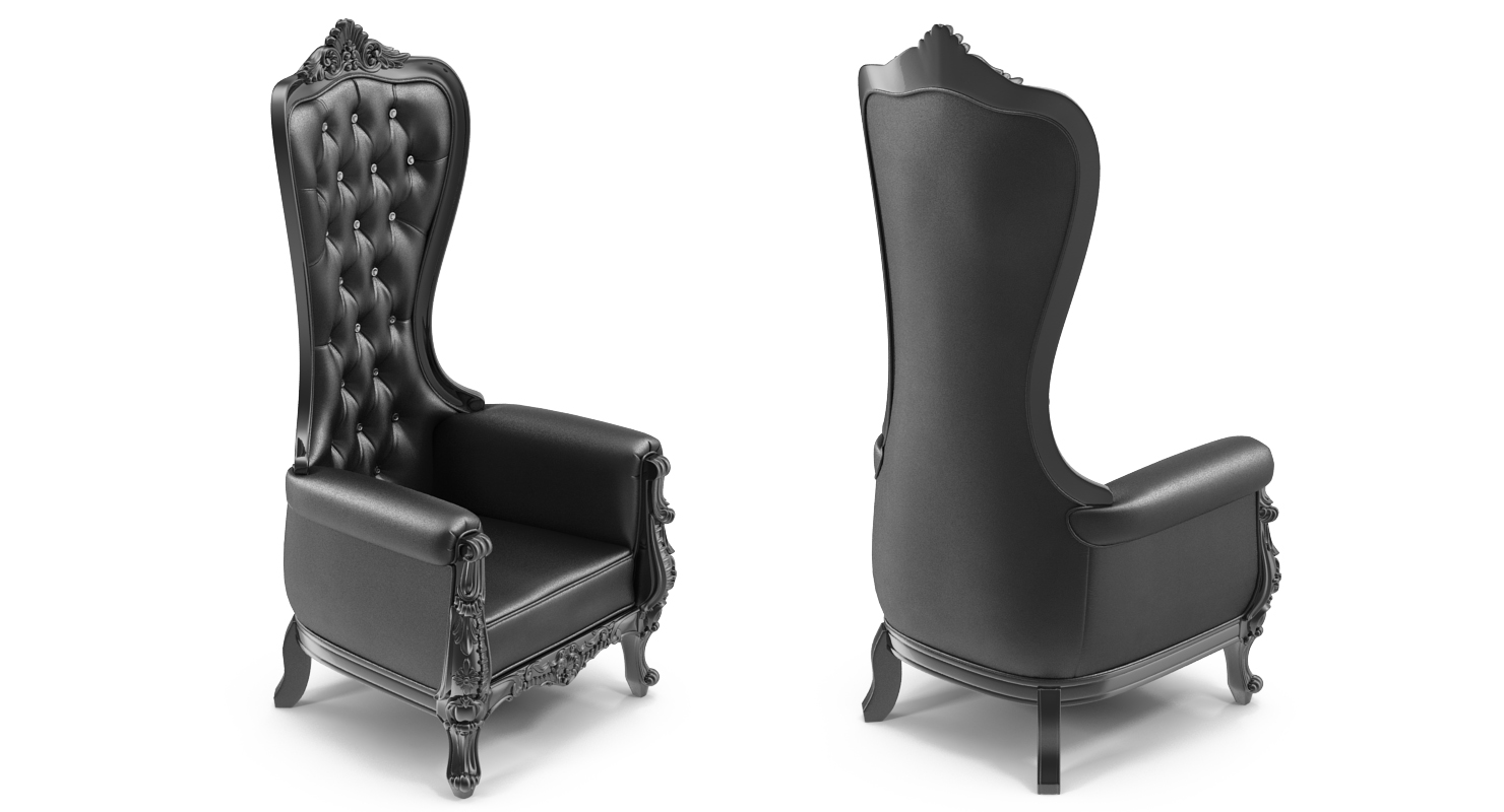 3D Tall Throne Chair Black model