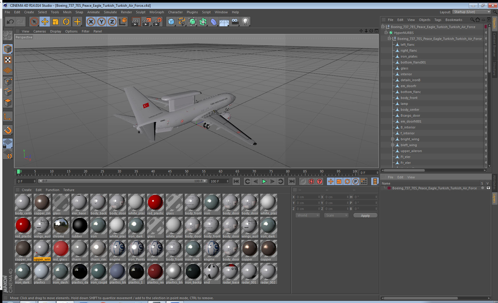 Boeing 737 7ES Peace Eagle Turkish Turkish Air Force 3D