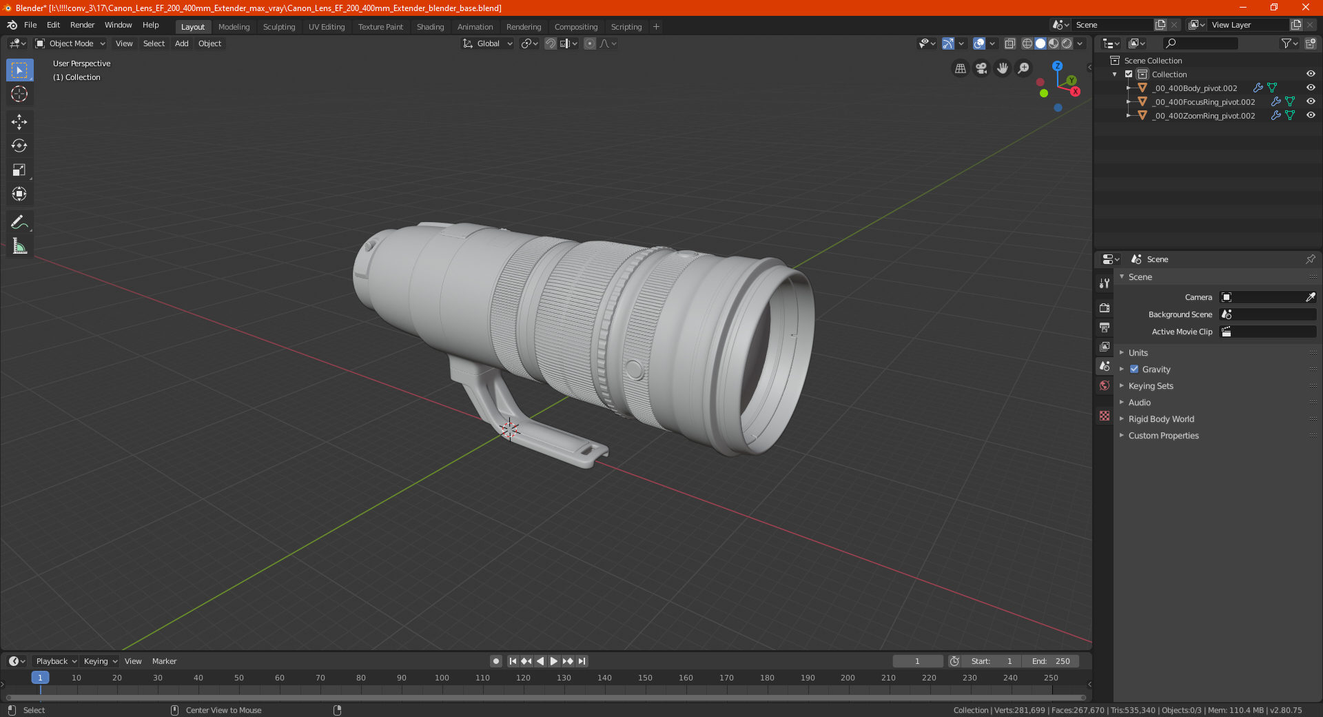 Canon Lens EF 200 400mm Extender 3D