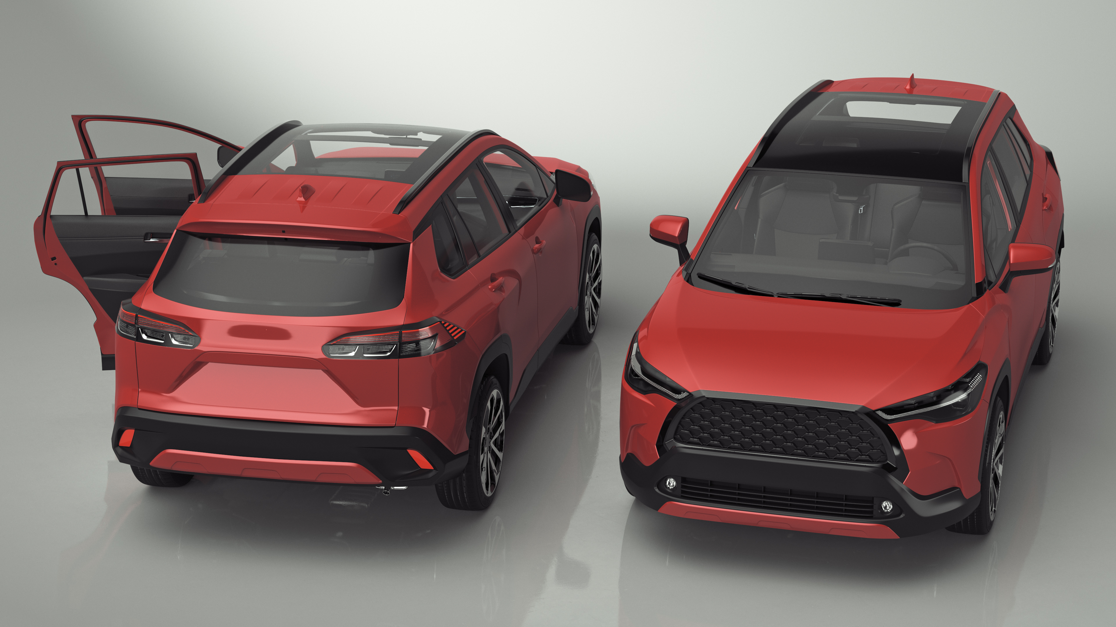 3D model Generic SUV Vehicle Red Color Rigged for Maya