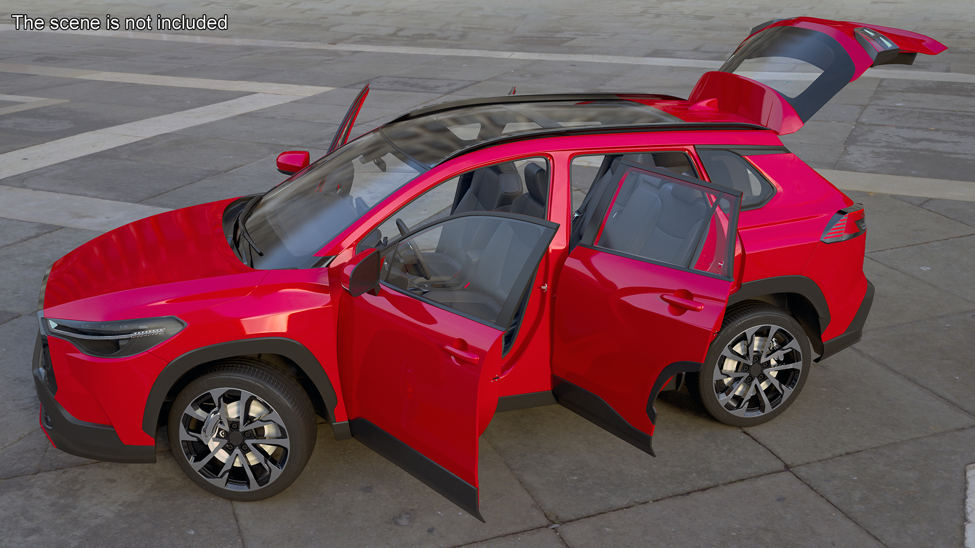 3D model Generic SUV Vehicle Red Color Rigged for Maya