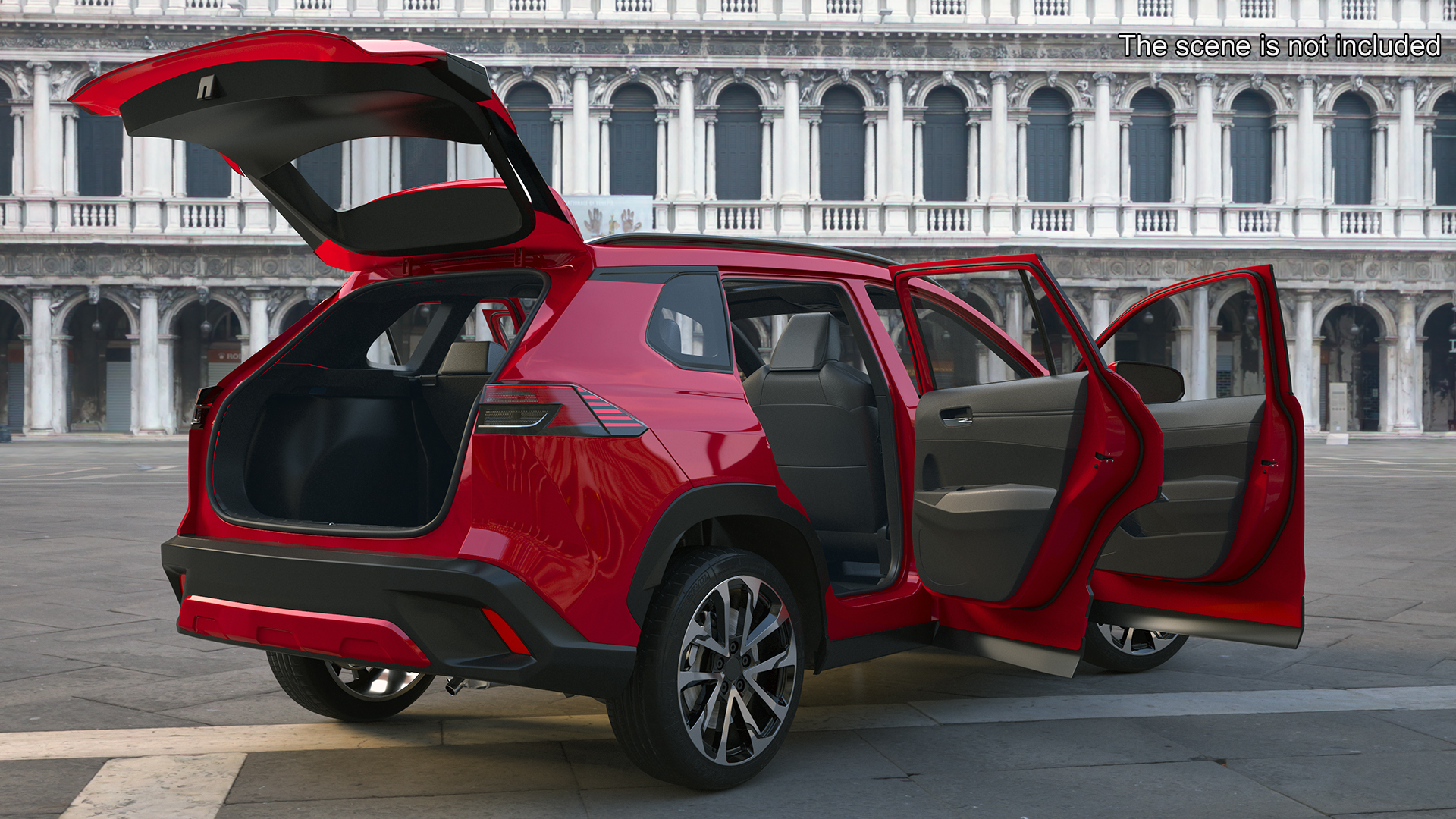 3D model Generic SUV Vehicle Red Color Rigged for Maya