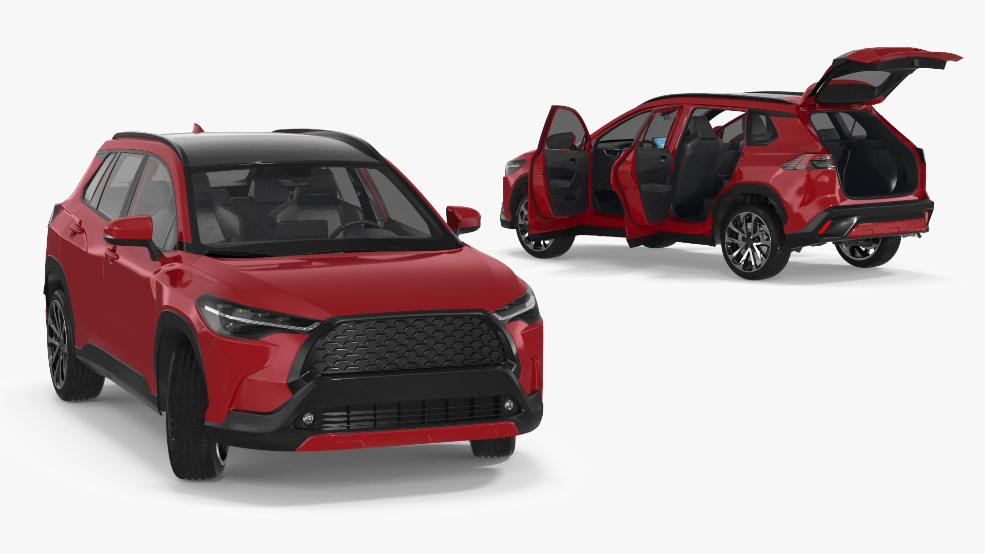 3D model Generic SUV Vehicle Red Color Rigged for Maya