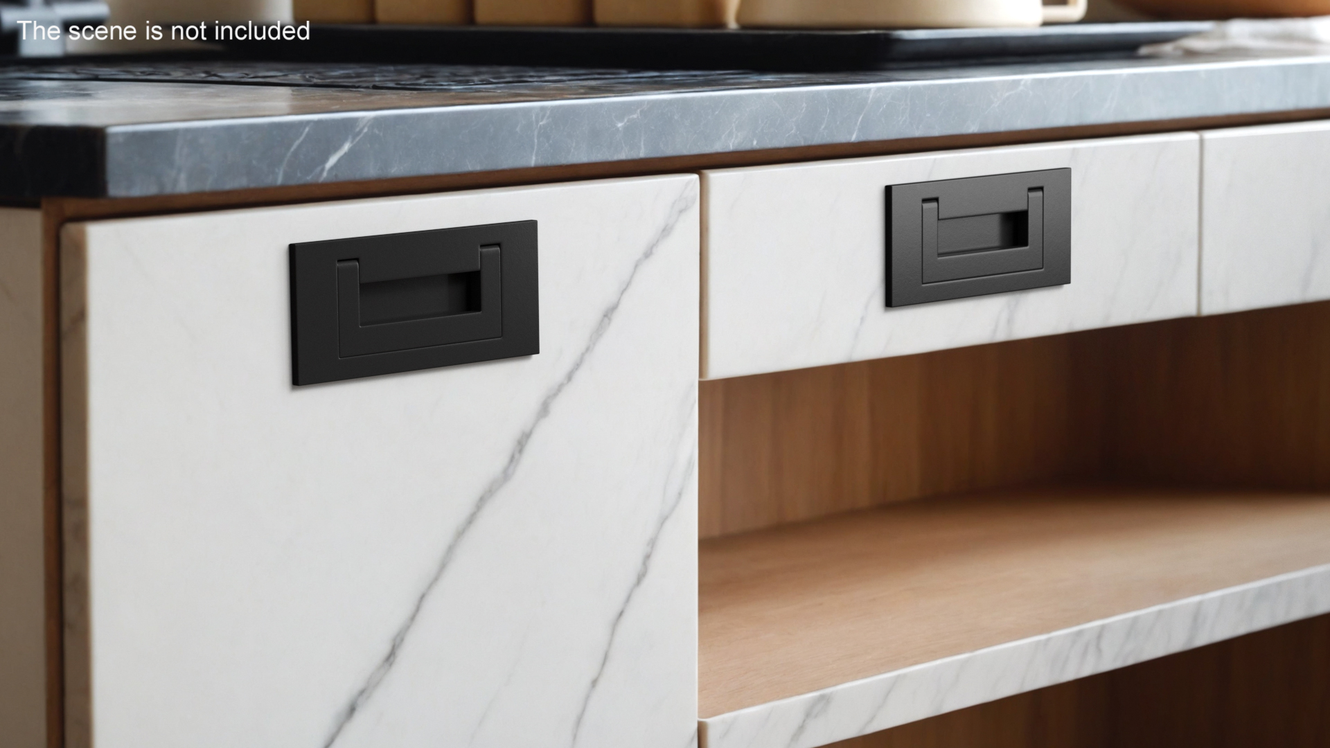 Kitchen Cabinet Handle Recessed Rectangular Black 3D model