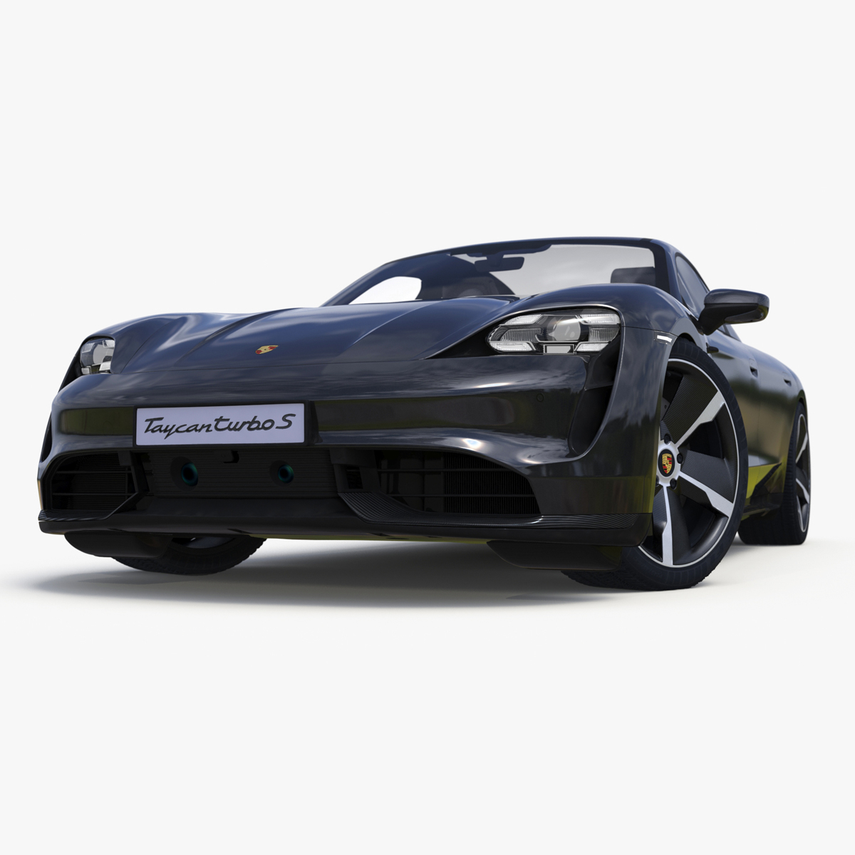 Porsche Taycan Turbo S Jet Black Rigged 3D model