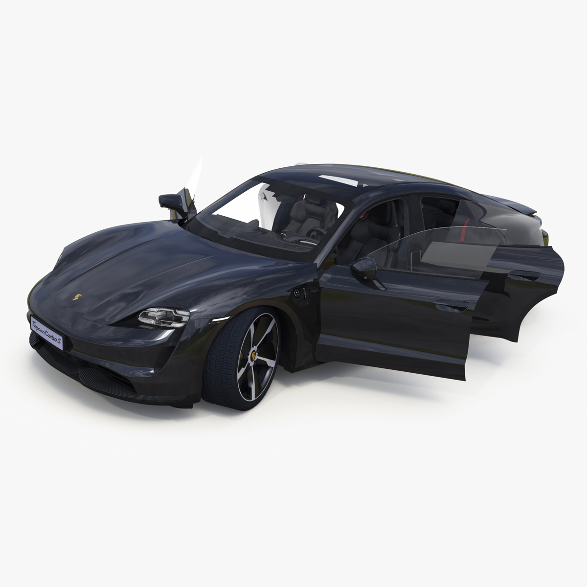 Porsche Taycan Turbo S Jet Black Rigged 3D model