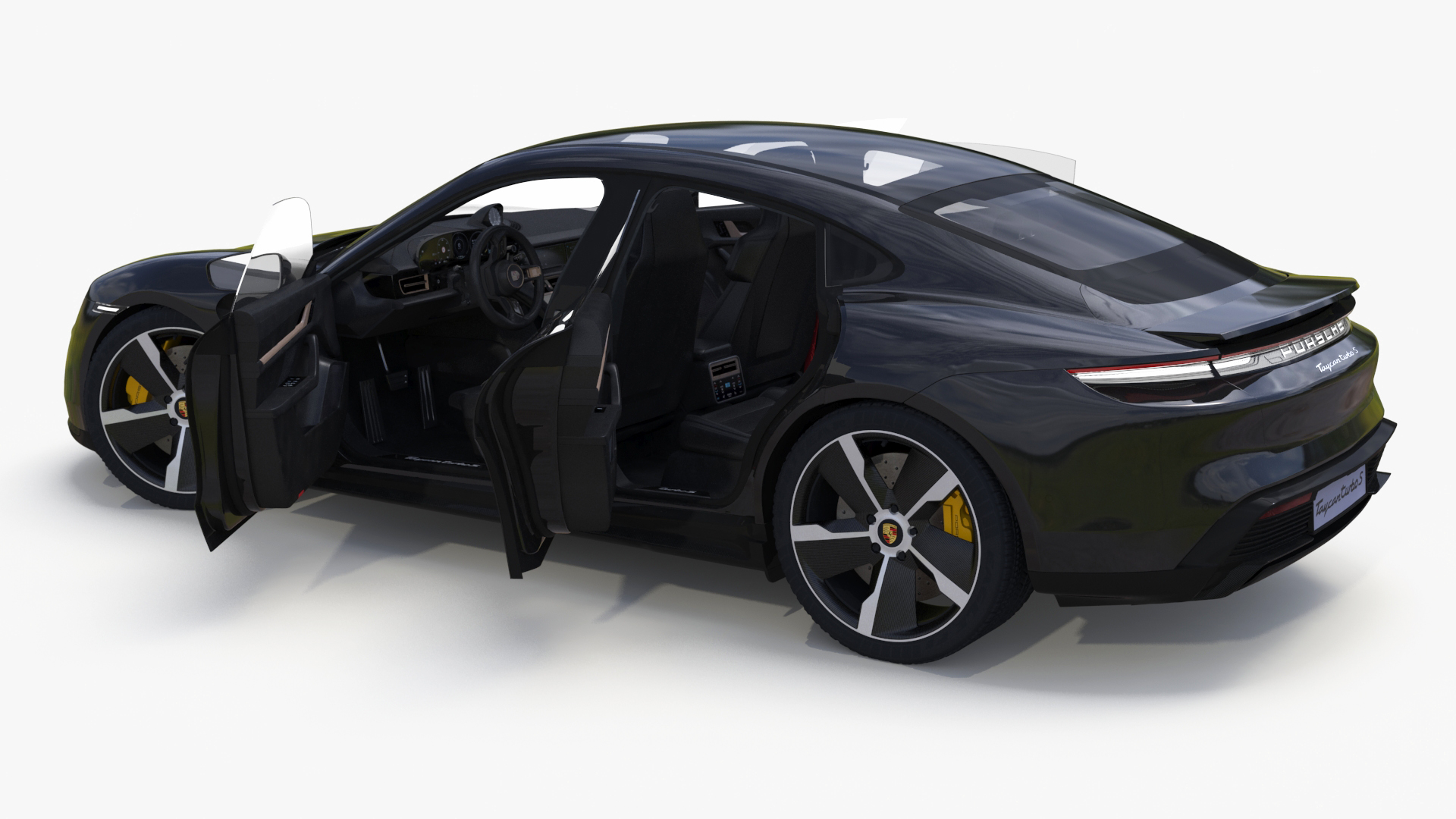 Porsche Taycan Turbo S Jet Black Rigged 3D model