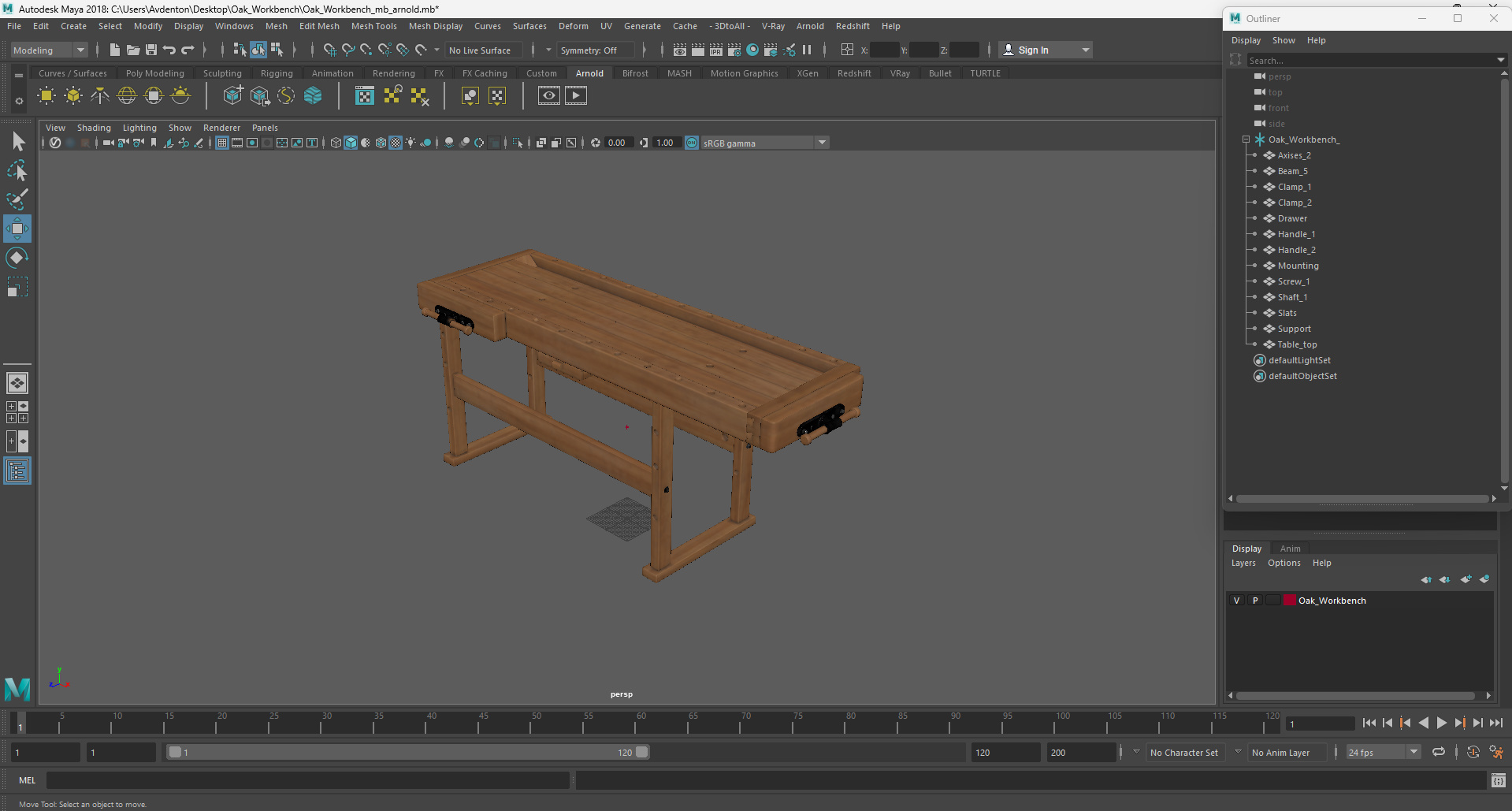 3D Oak Workbench model