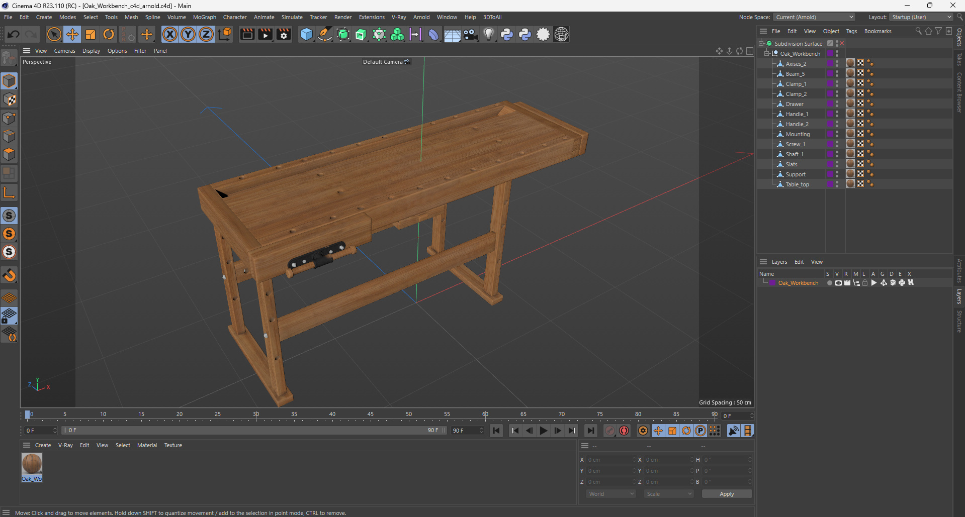 3D Oak Workbench model