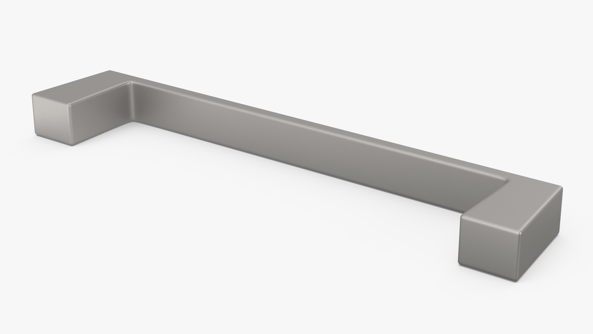 Kitchen Cabinet Handle Flat Fronted Silver 3D