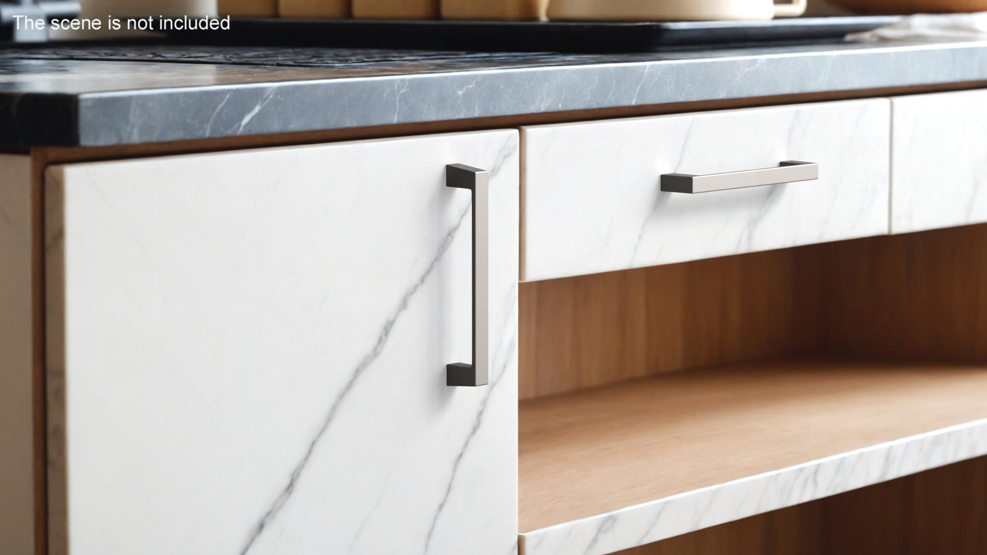 Kitchen Cabinet Handle Flat Fronted Silver 3D