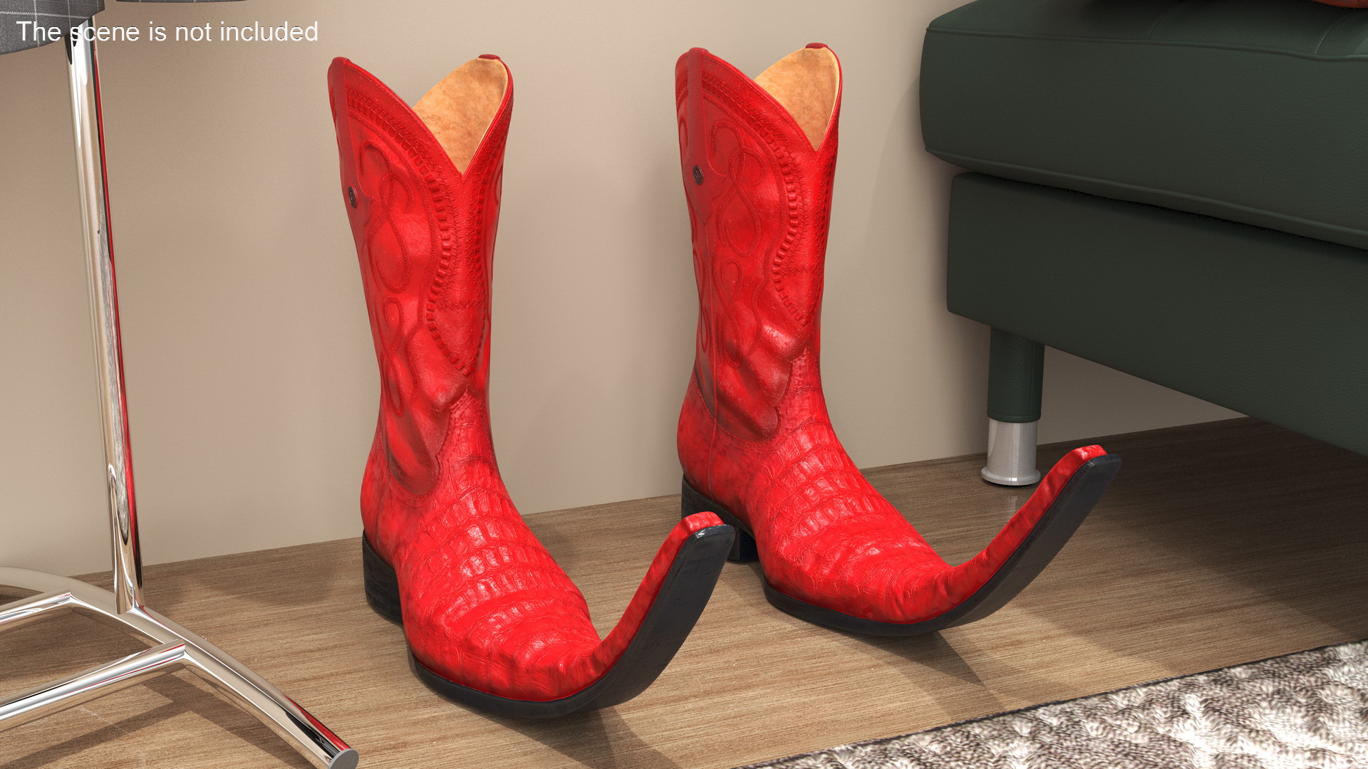 3D Mexican Guarachero Boots Red model