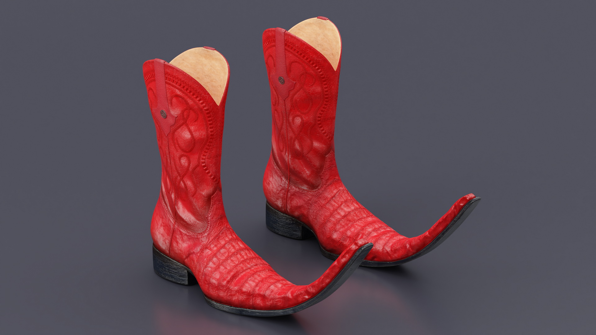 3D Mexican Guarachero Boots Red model