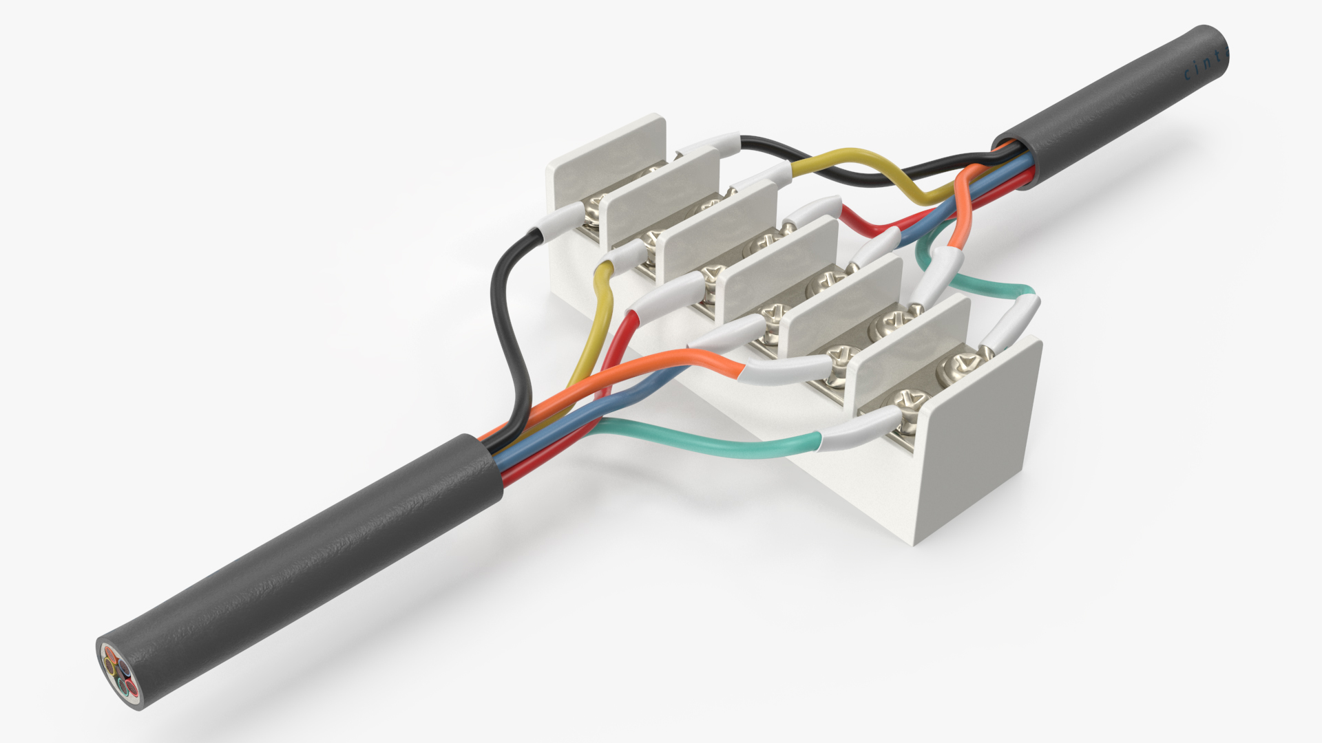 3D Electrical Wires Connection 6 Position Barrier Terminal Strip