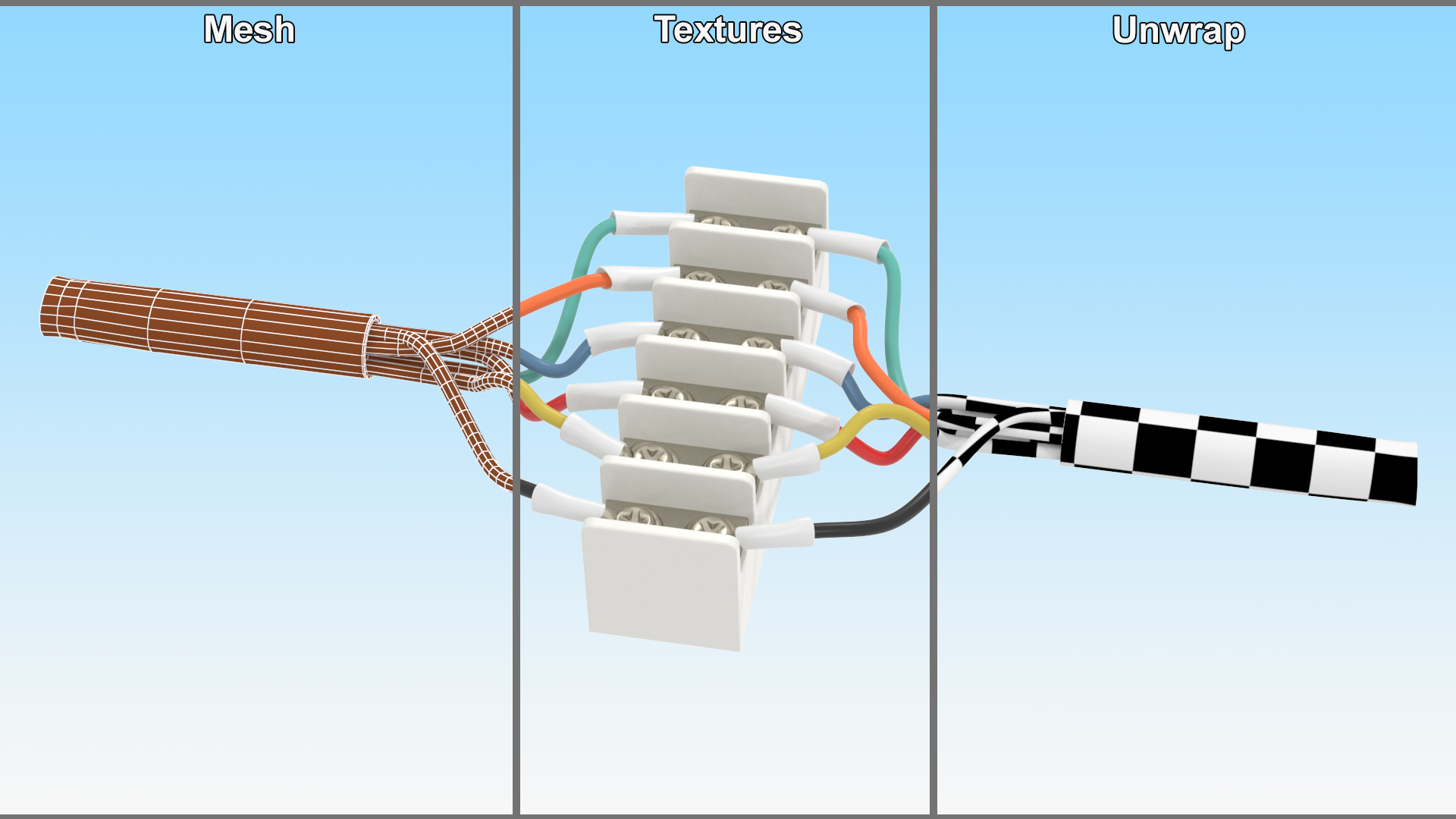 3D Electrical Wires Connection 6 Position Barrier Terminal Strip