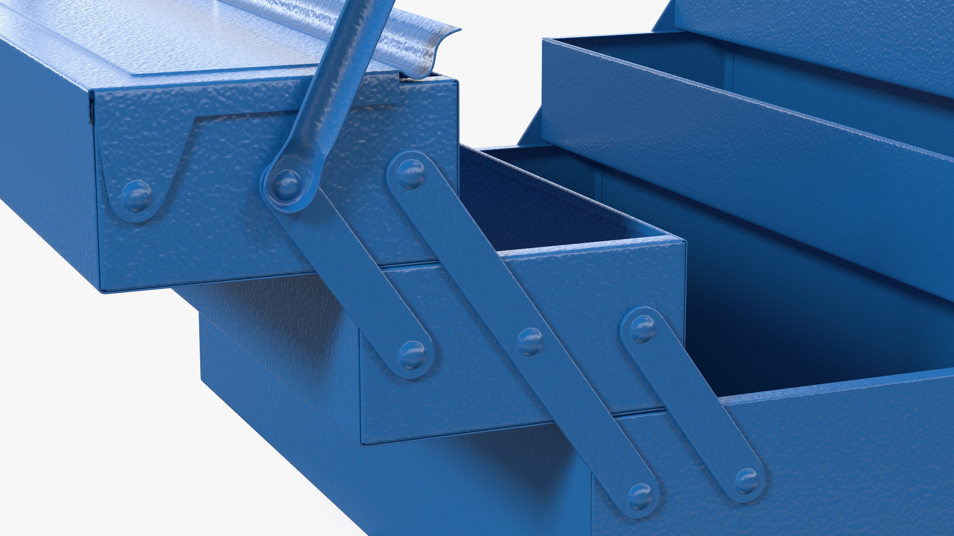 3D model Steel Toolbox with 5 Compartments Blue Rigged
