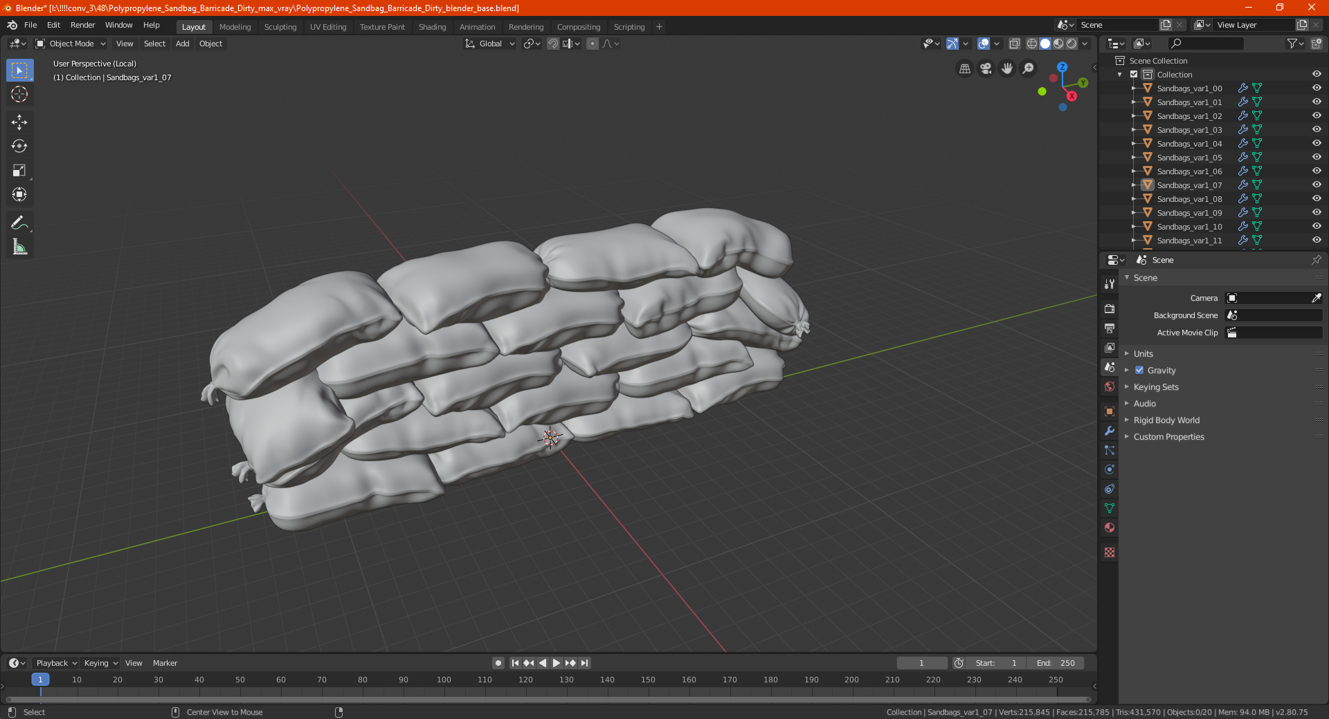 Sandbag Wall 3D