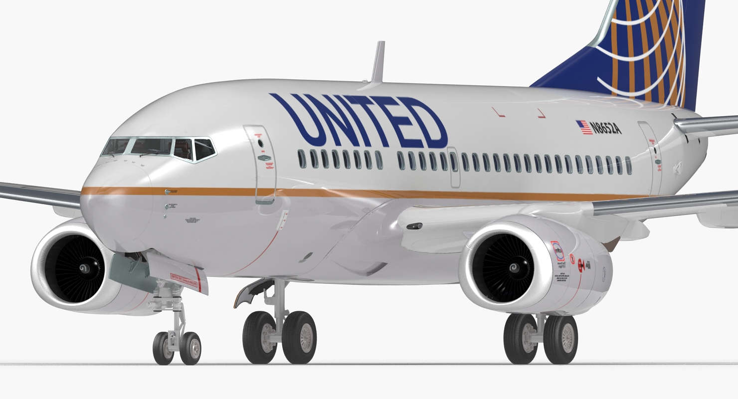 Boeing 737 600 with Interior United Airlines 3D model