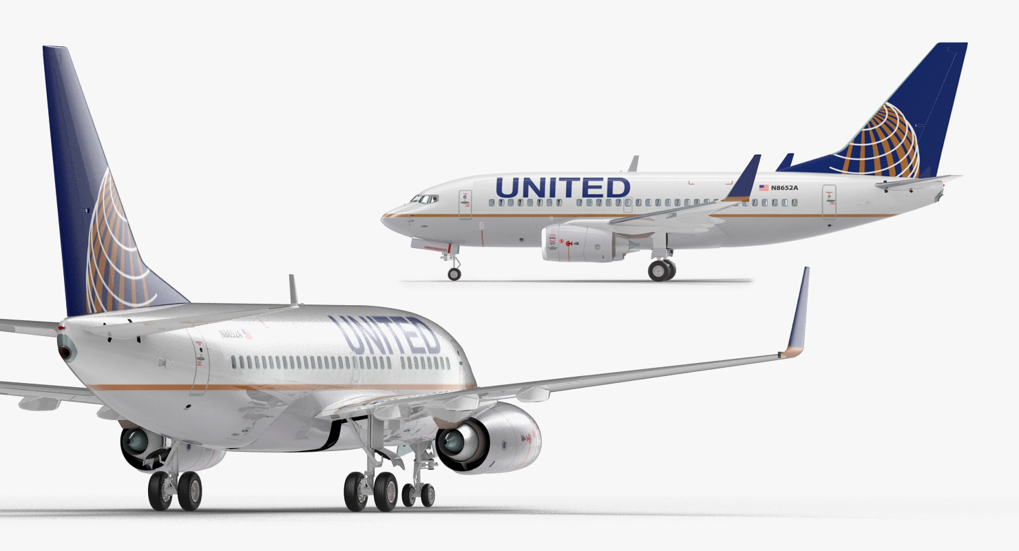 Boeing 737 600 with Interior United Airlines 3D model