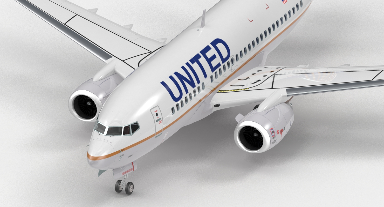 Boeing 737 600 with Interior United Airlines 3D model
